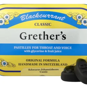 Grether's Blackcurrant lozenges are formulated with care and packed with goodness for soothing dry mouth and sore throat relief, presented in hygienic packaging.