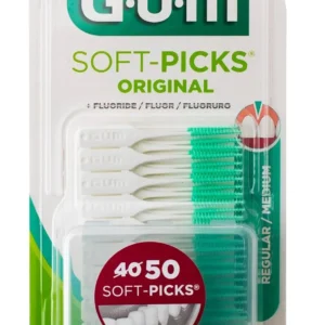 A pack of fifty Gum 158155 Soft-Picks Original Brushes for cleaning between teeth.