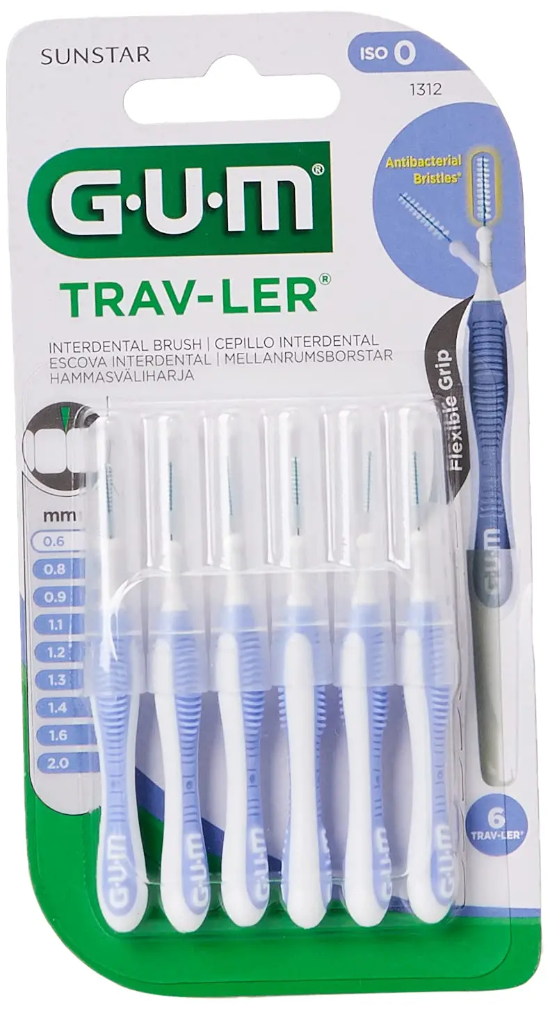 Blue Gum Trav-Ler interdental brush with ergonomic handle and antibacterial bristles for effective plaque removal and gentle cleaning.