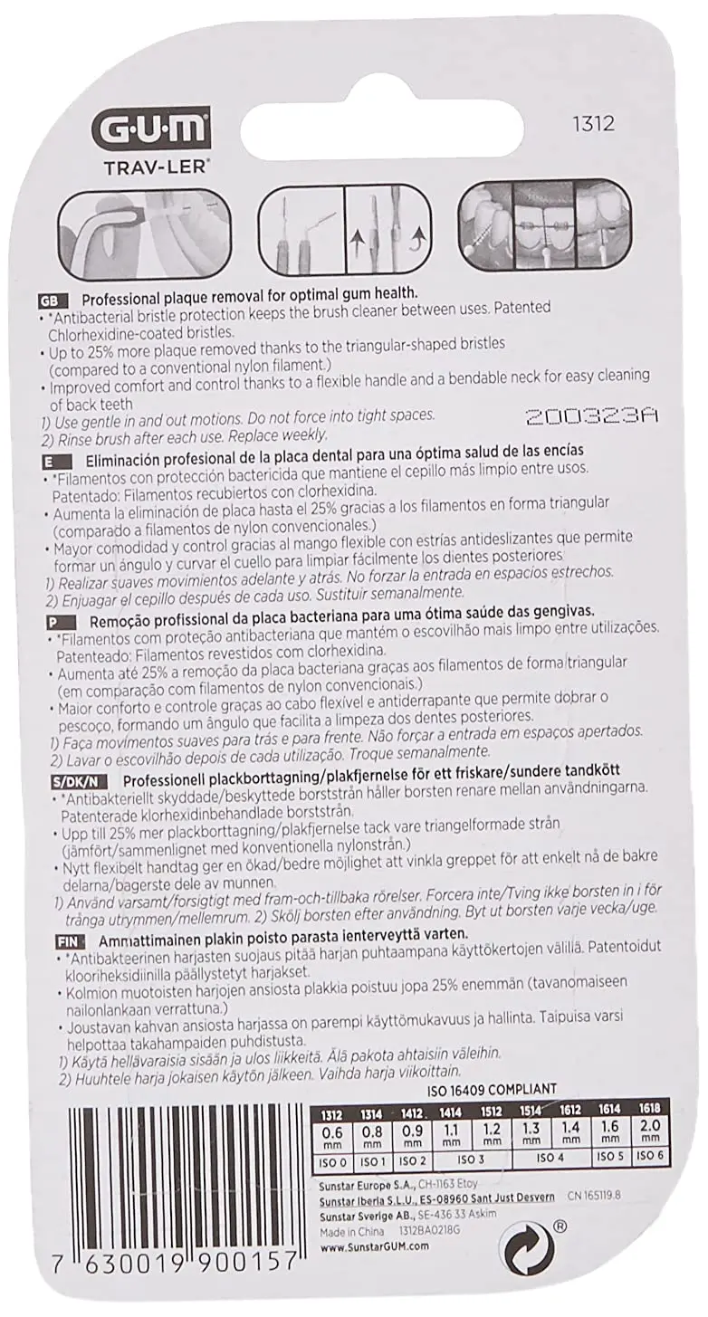 Blue Gum Trav-Ler interdental brush with ergonomic handle and antibacterial bristles for effective plaque removal and gentle cleaning.