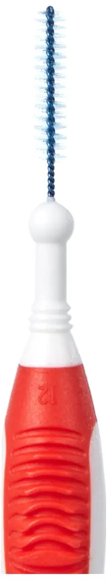 Red Gum Trav-Ler interdental brush with flexible handle and antibacterial bristles for effective plaque removal, designed for comfortable and gentle cleaning.