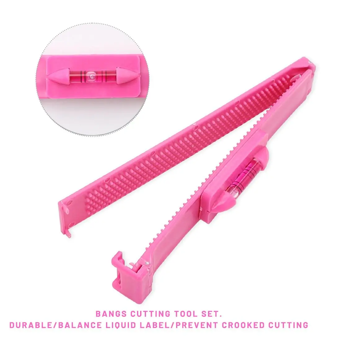 This hair cutting aid clip set includes a styling ruler and scissors for easy DIY haircuts at home, perfect for achieving even bangs and layered styles for the whole family.