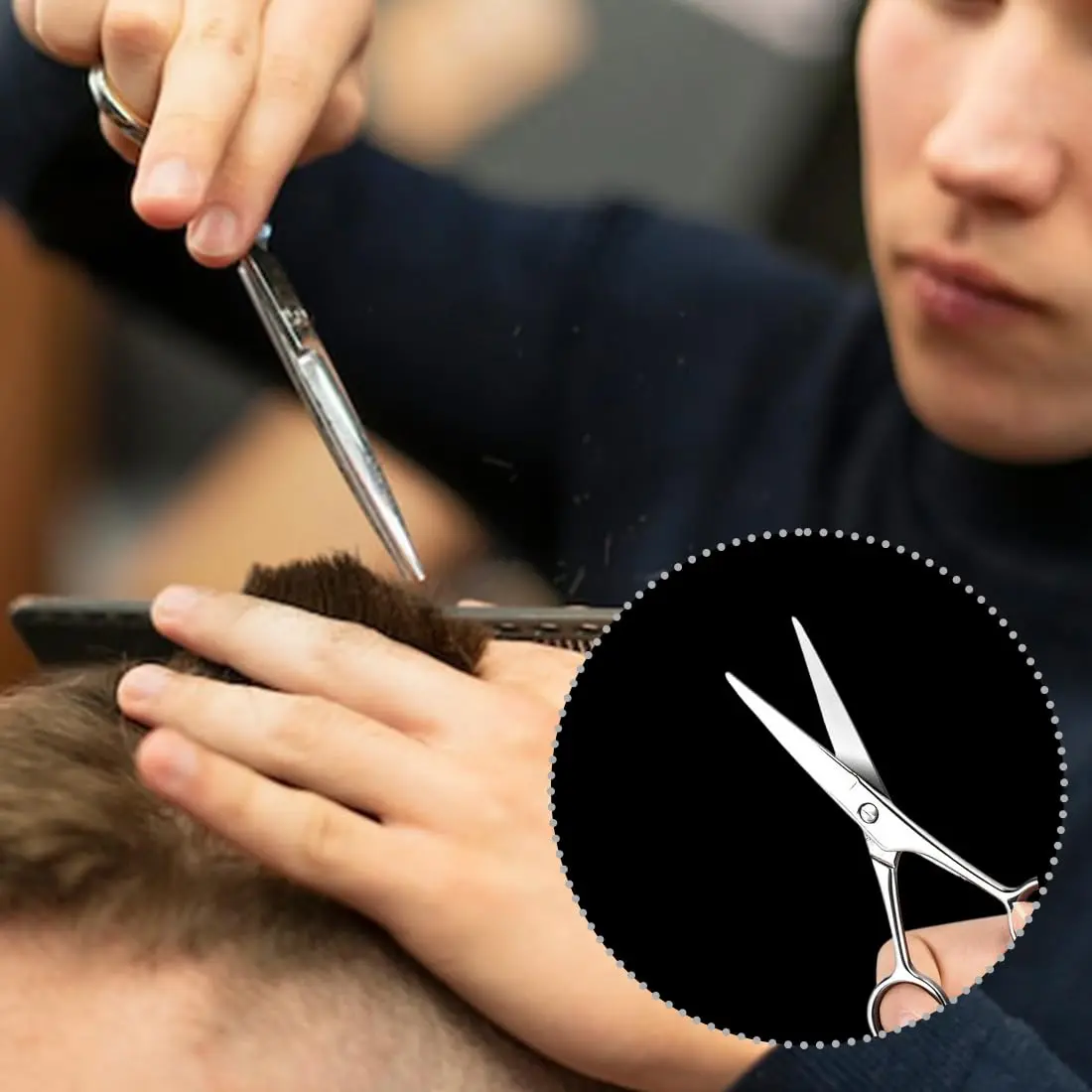 This hair cutting aid clip set includes a styling ruler and scissors for easy DIY haircuts at home, perfect for achieving even bangs and layered styles for the whole family.