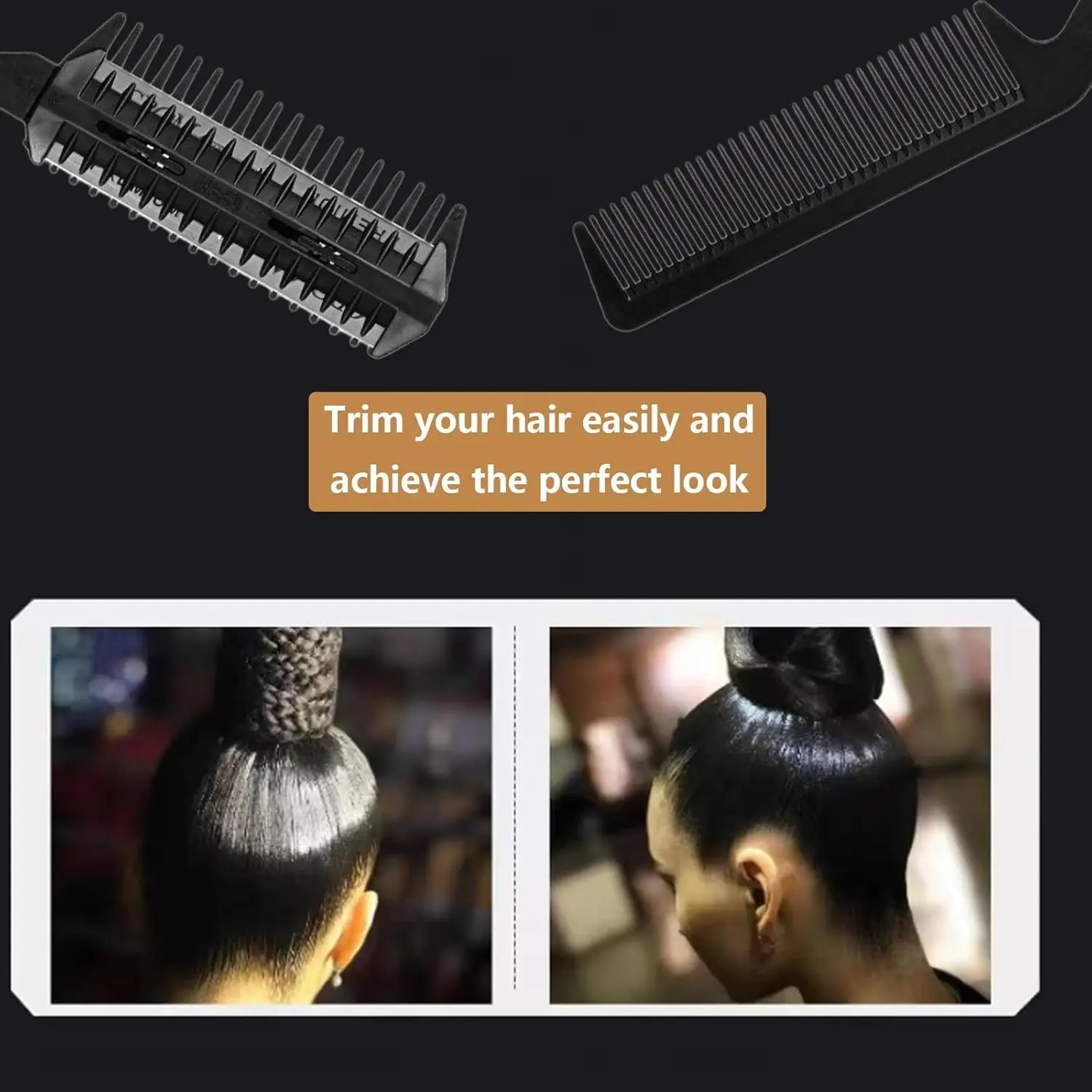 This hair cutting comb set includes four double sided thinning and styling razors for easy DIY or professional hairdressing.
