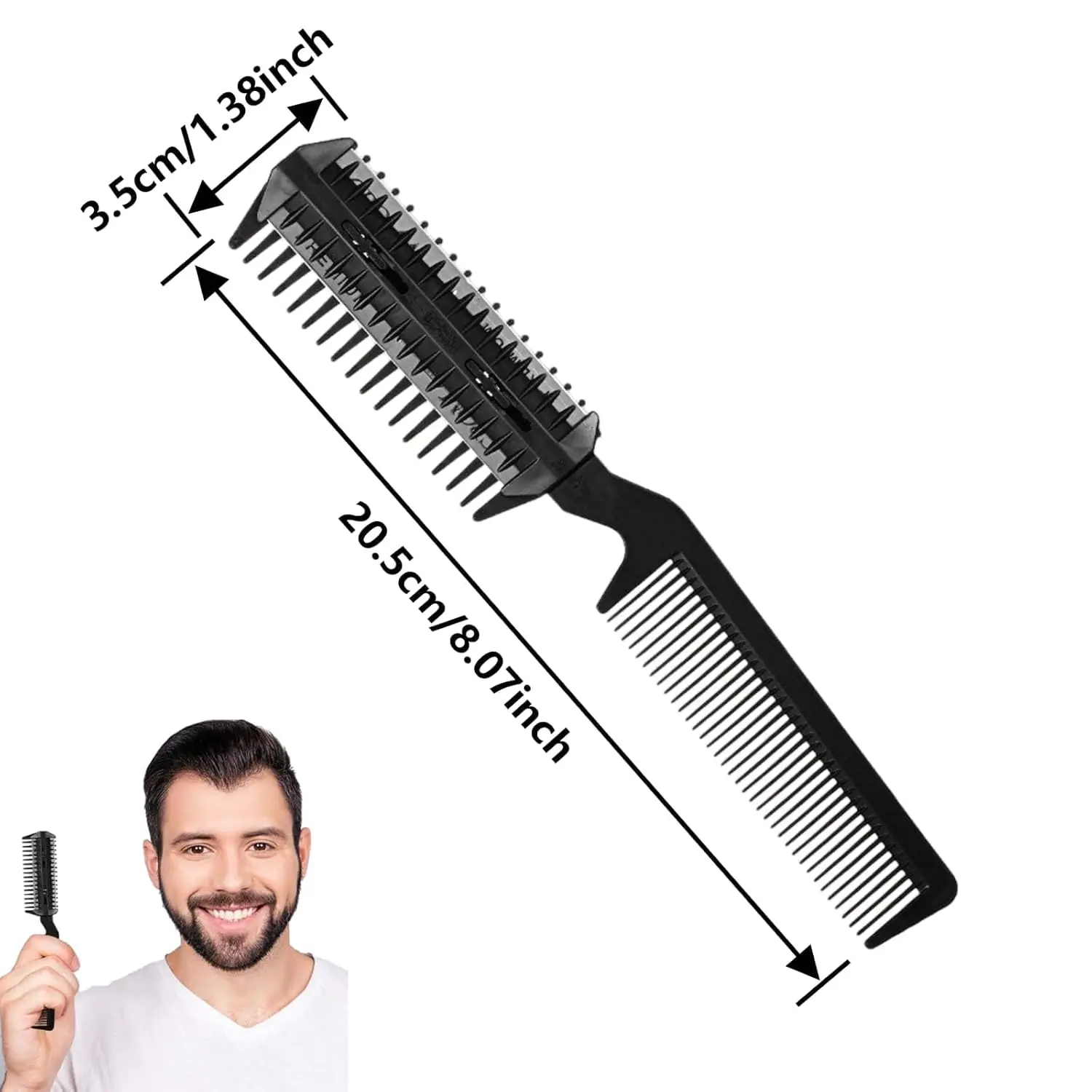 This hair cutting comb set includes four double sided thinning and styling razors for easy DIY or professional hairdressing.