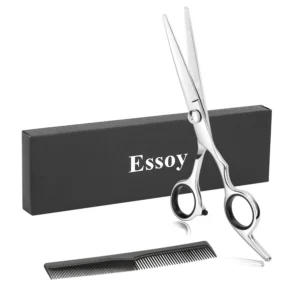 These professional 6.7 inch hair cutting scissors are made of durable 4CR stainless steel and feature an adjustable screw and comfortable handles for easy use by men, women, and children.