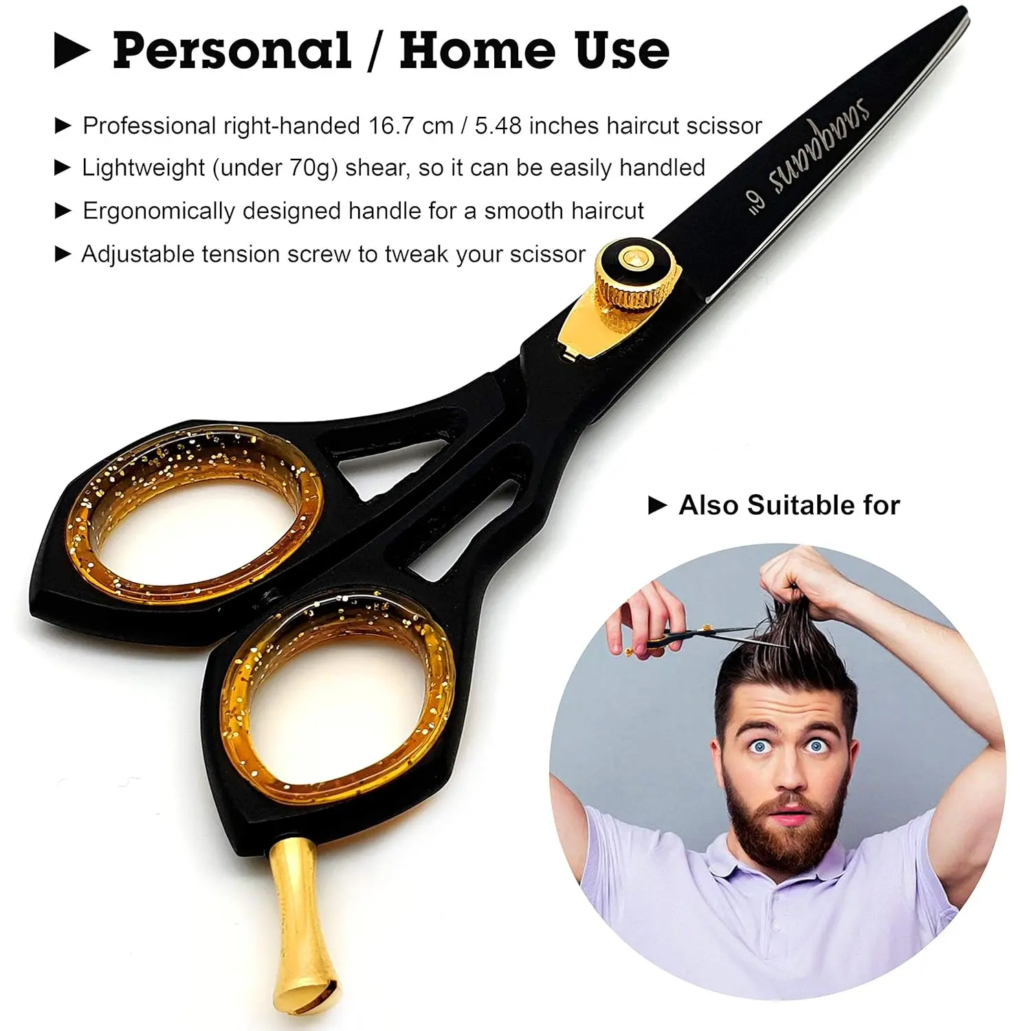 This professional Saaqaans hair cutting scissors set includes haircutting shears, thinning shears, a straight edge razor with blades, and a comb, all neatly stored in a luxury case, perfect for barbers and hairdressers.