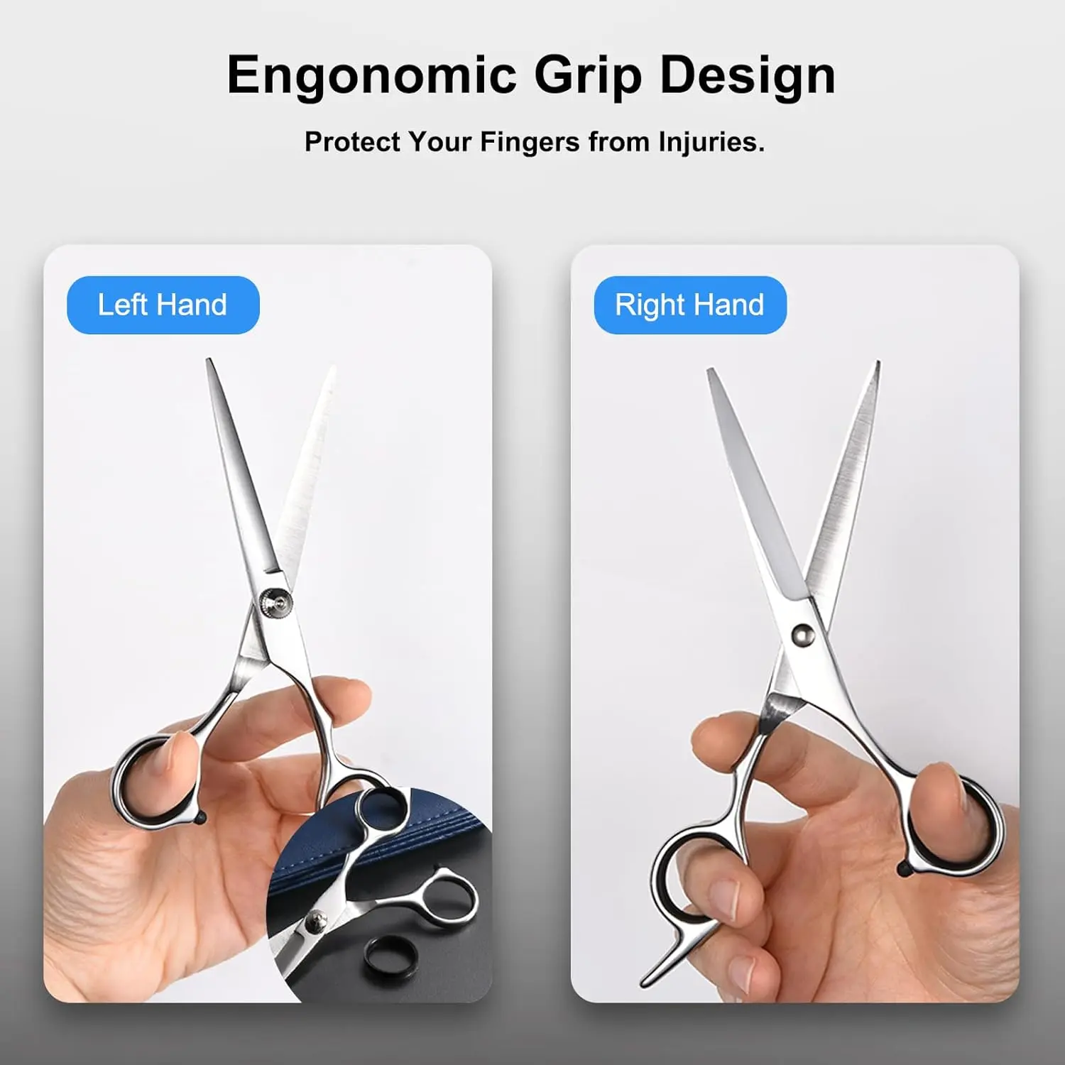 This is a 6.5 inch professional hair cutting scissor made of stainless steel, perfect for salon or home use to cut hair precisely.