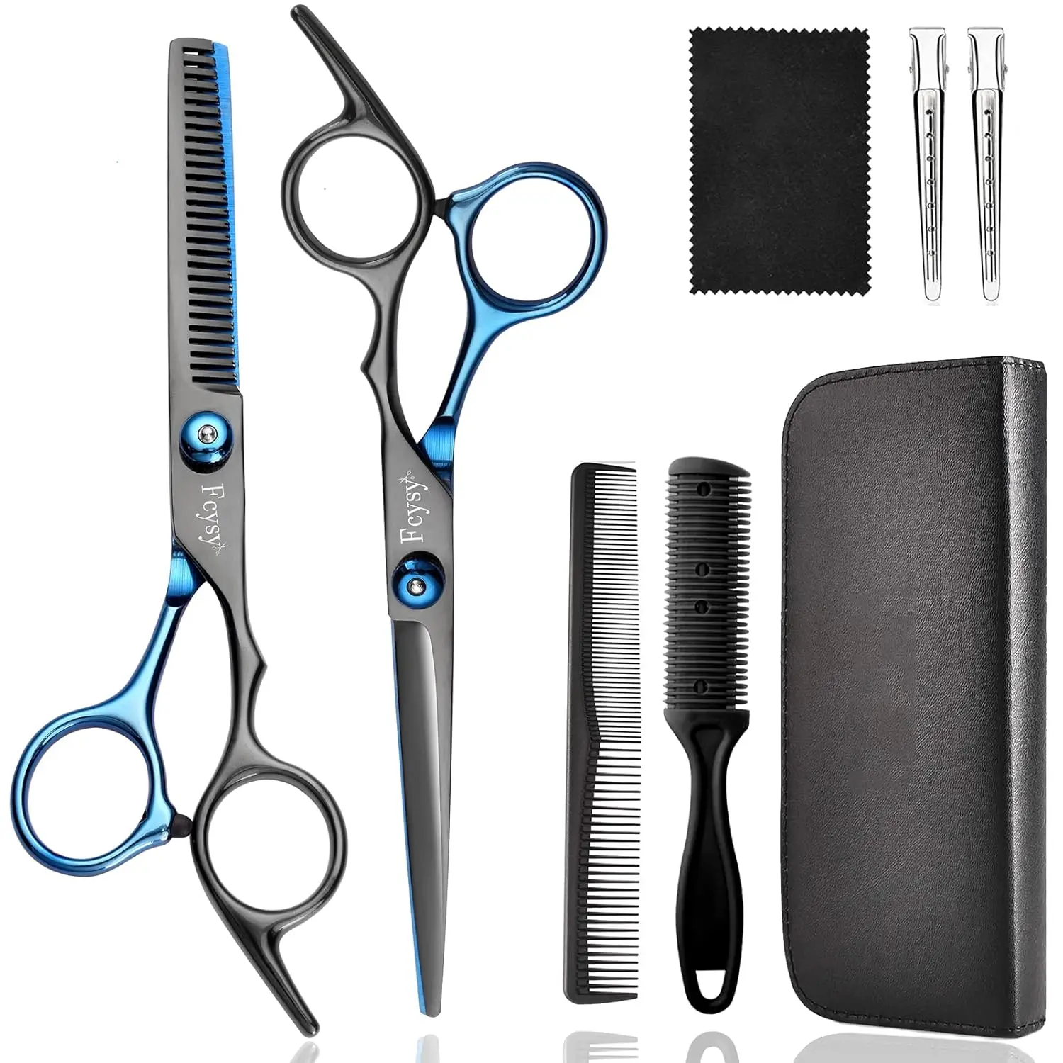 Fcysy stainless steel hair cutting scissors and thinning shears for professional haircuts.