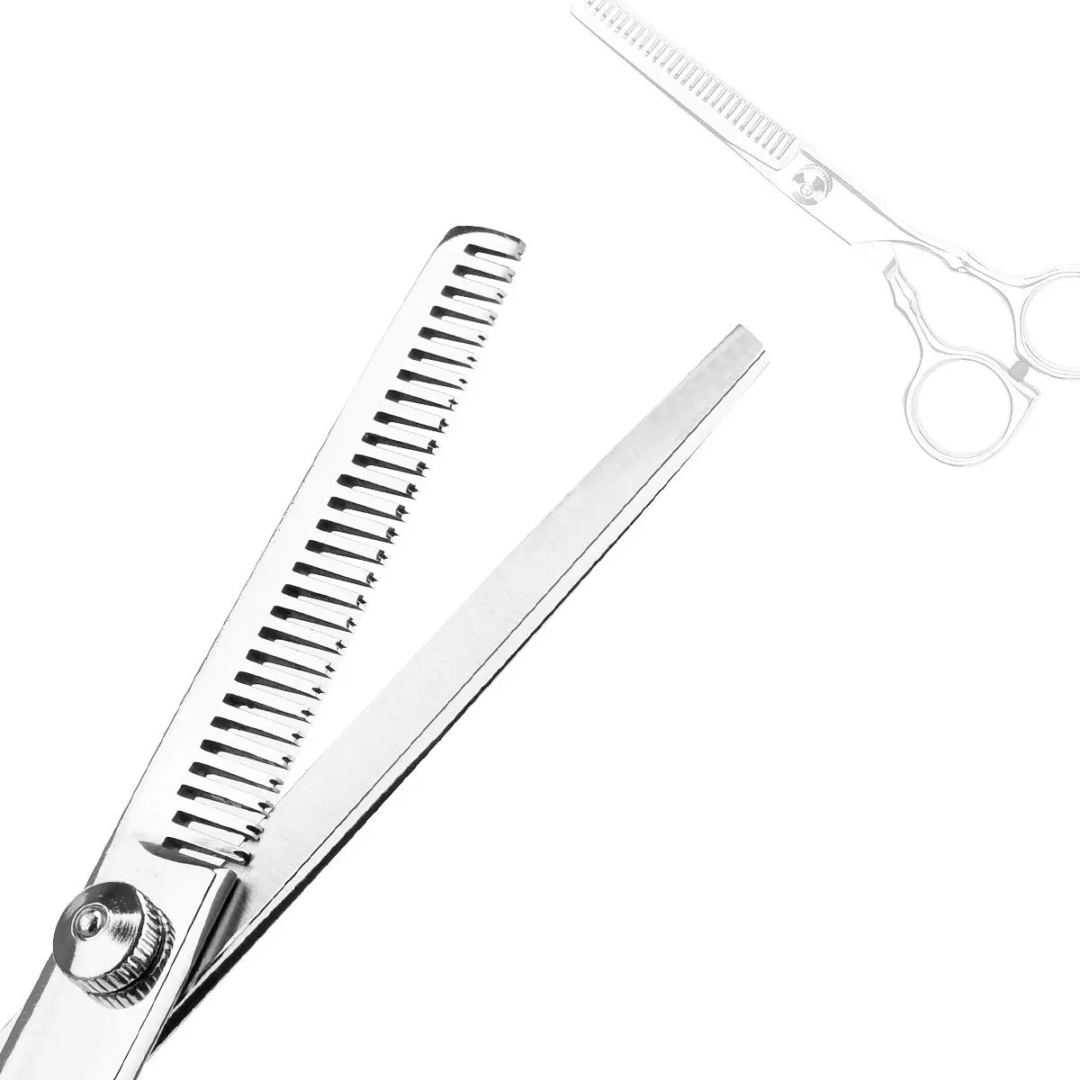 This professional home haircutting kit includes regular and thinning shears, a comb, hairpins, a cleaning cloth, and a case, perfect for men and women.