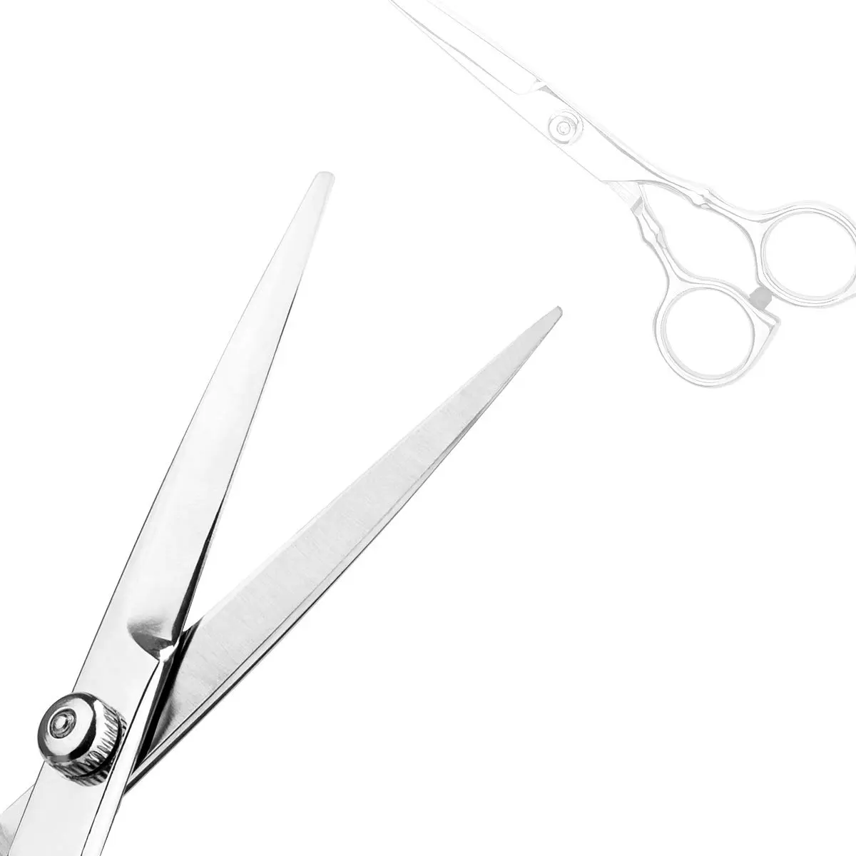 This professional home haircutting kit includes regular and thinning shears, a comb, hairpins, a cleaning cloth, and a case, perfect for men and women.