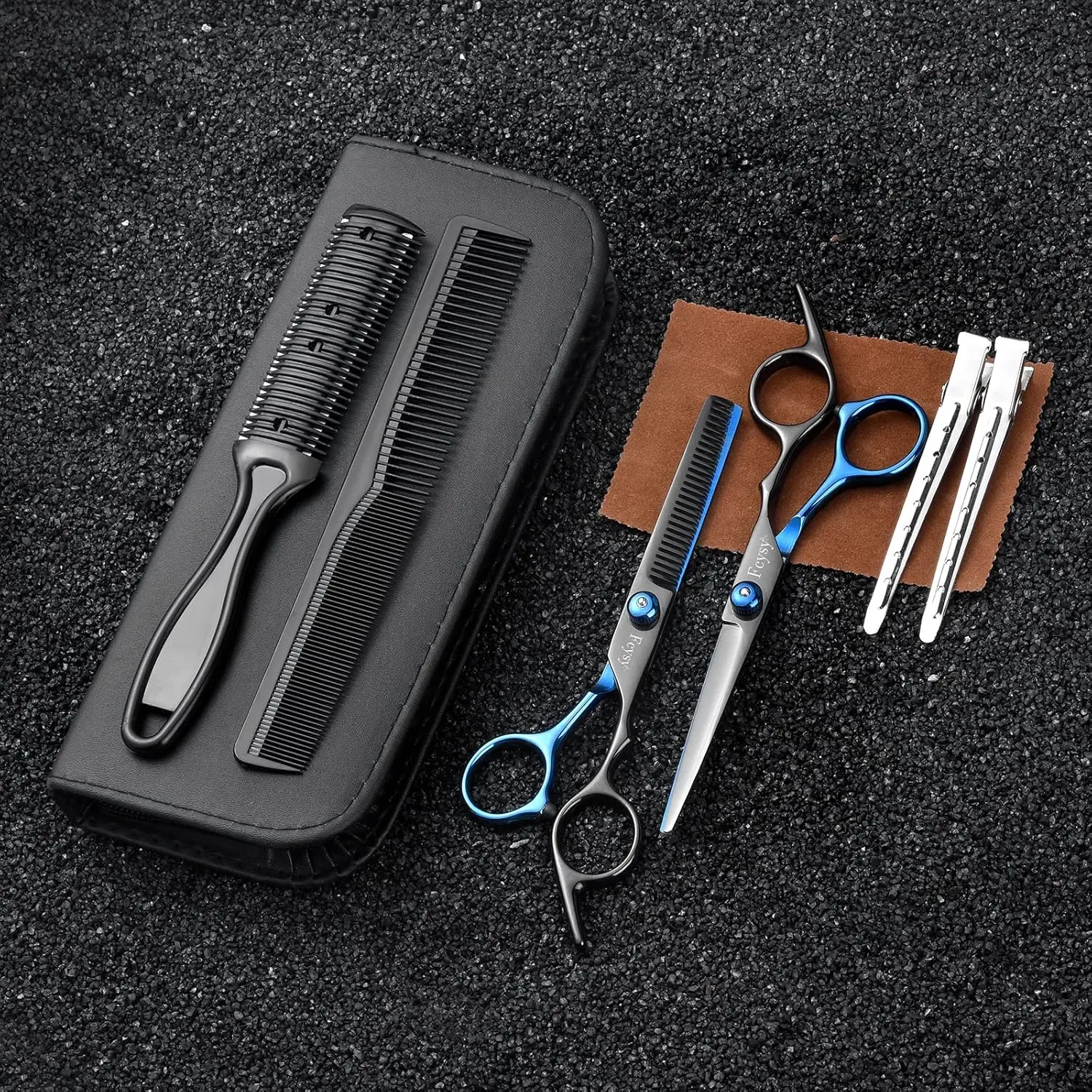 Fcysy stainless steel hair cutting scissors and thinning shears for professional haircuts.