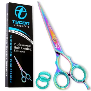 These professional hair cutting scissors feature sharp razor edge blades and an ergonomic design for precise and comfortable hair trimming.