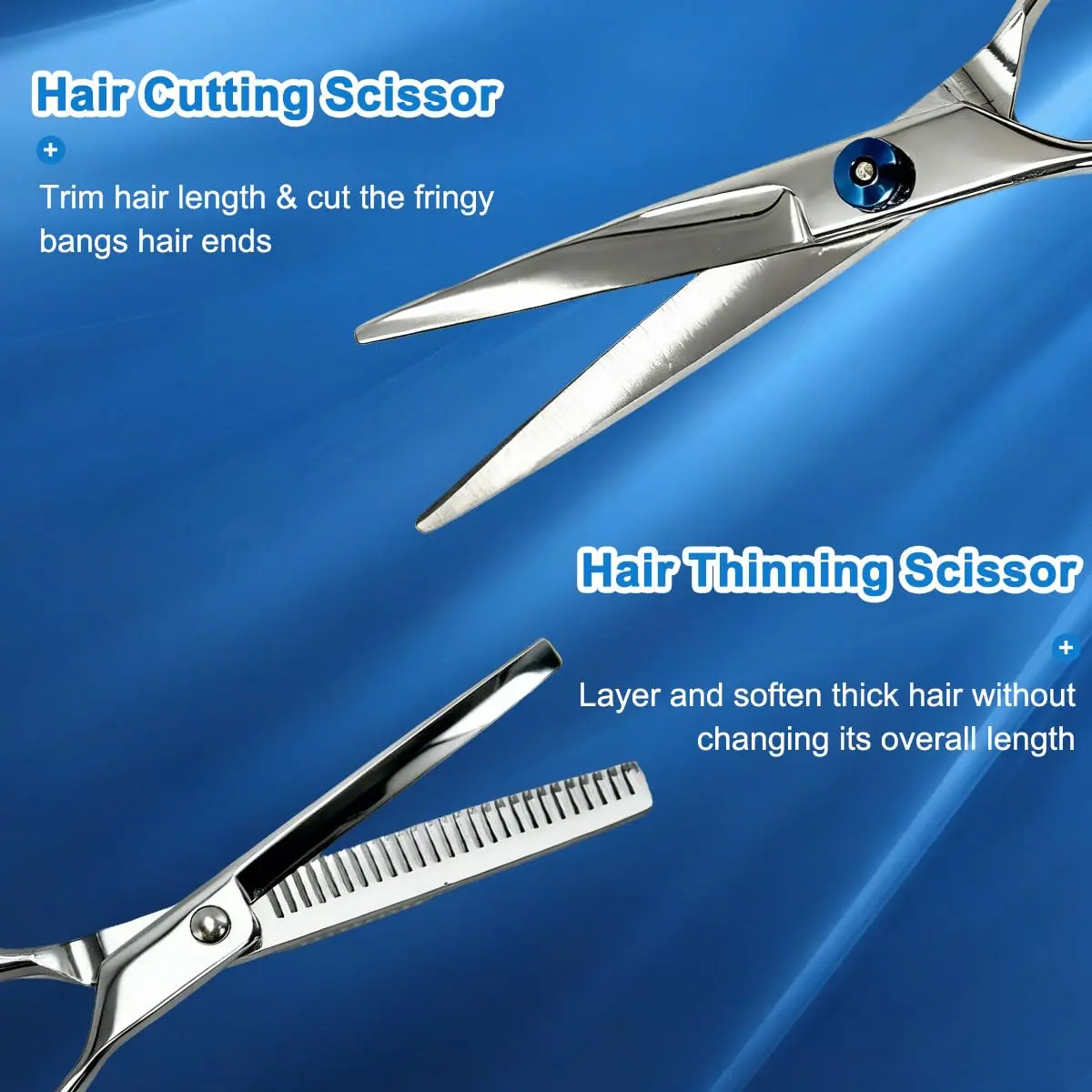 This 11-piece professional hairdressing scissor set includes haircutting and thinning shears, clips, combs, and a barber cape for salon or home use.