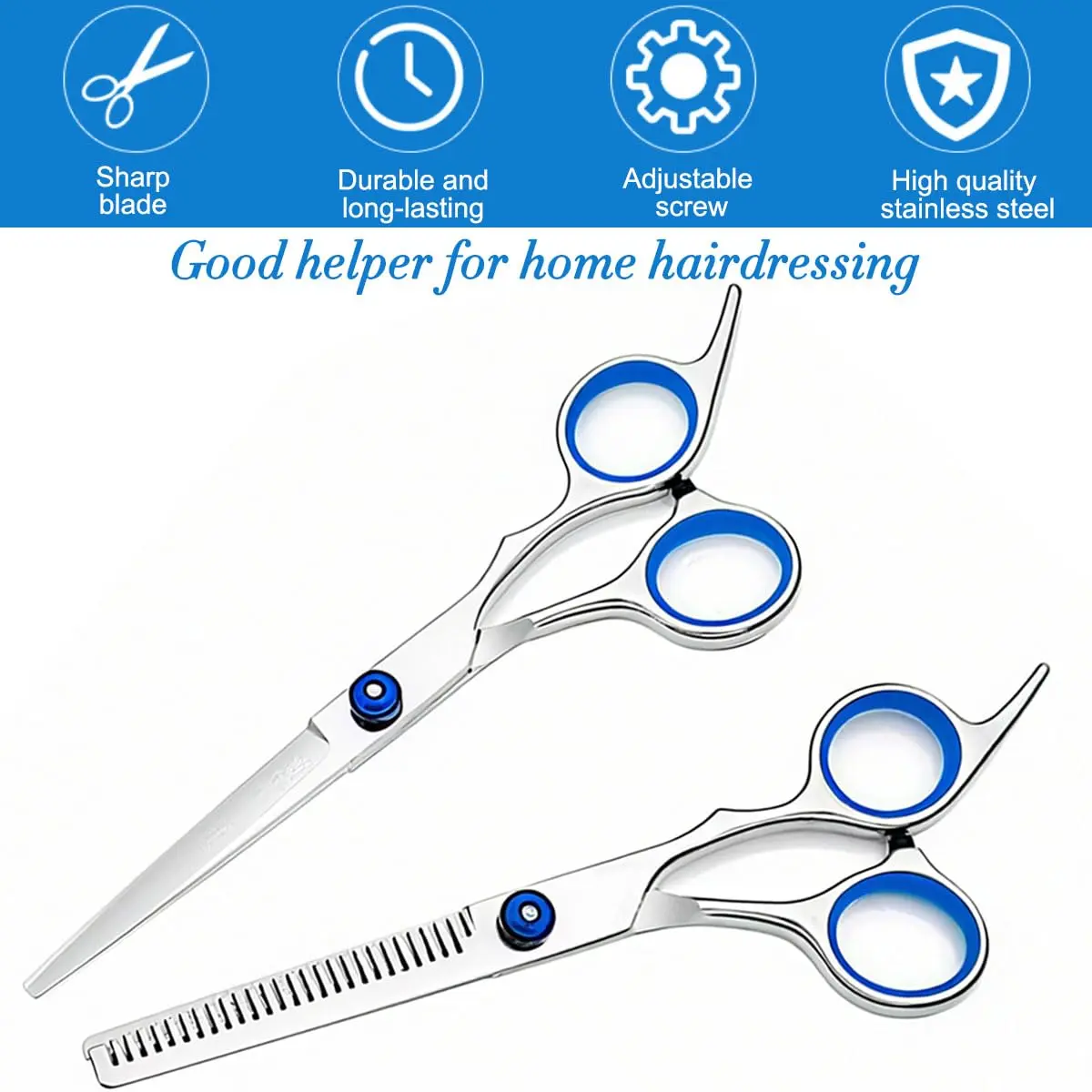 This 11-piece professional hairdressing scissor set includes haircutting and thinning shears, clips, combs, and a barber cape for salon or home use.