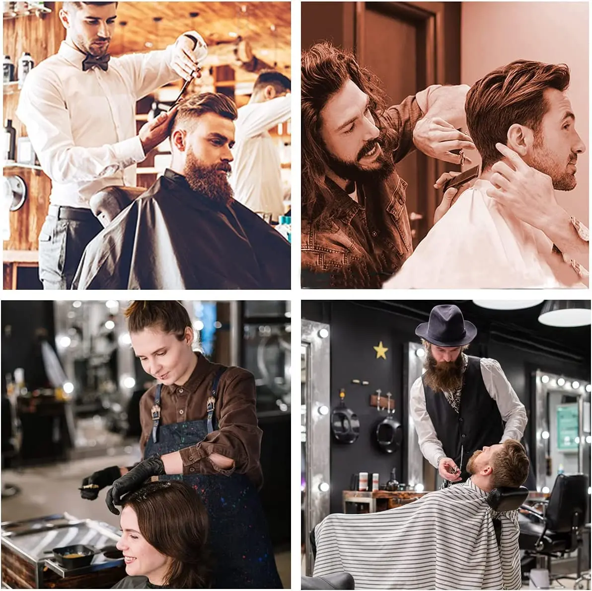 This 10 PCS hair cutting scissors set includes professional haircut scissors, thinning shears, comb, cape and clips for barbers, salons, or home use.