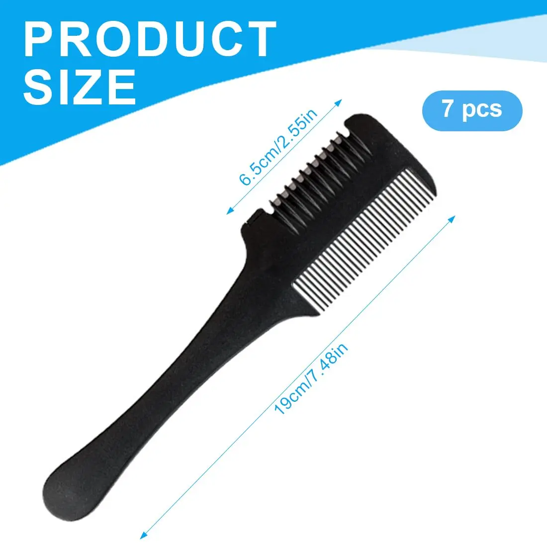A double-sided hair cutting trimmer with six replacement blades for easy haircuts at home.