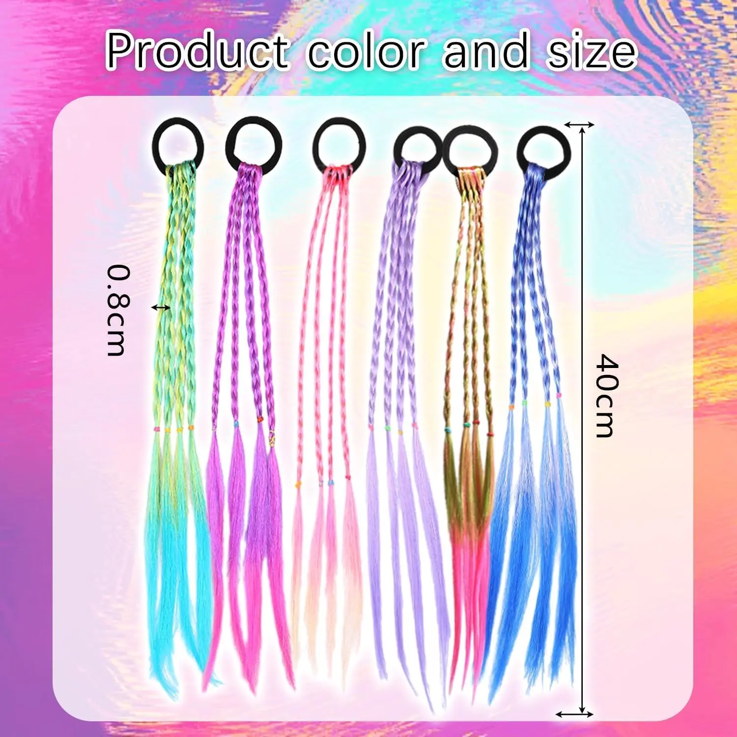 Twelve colorful braiding hair extensions provide vibrant hair decor for parties, birthdays, and everyday styles.