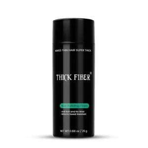 Thick Fiber black hair fibers conceal thinning hair and bald spots, providing a fuller look for both men and women.