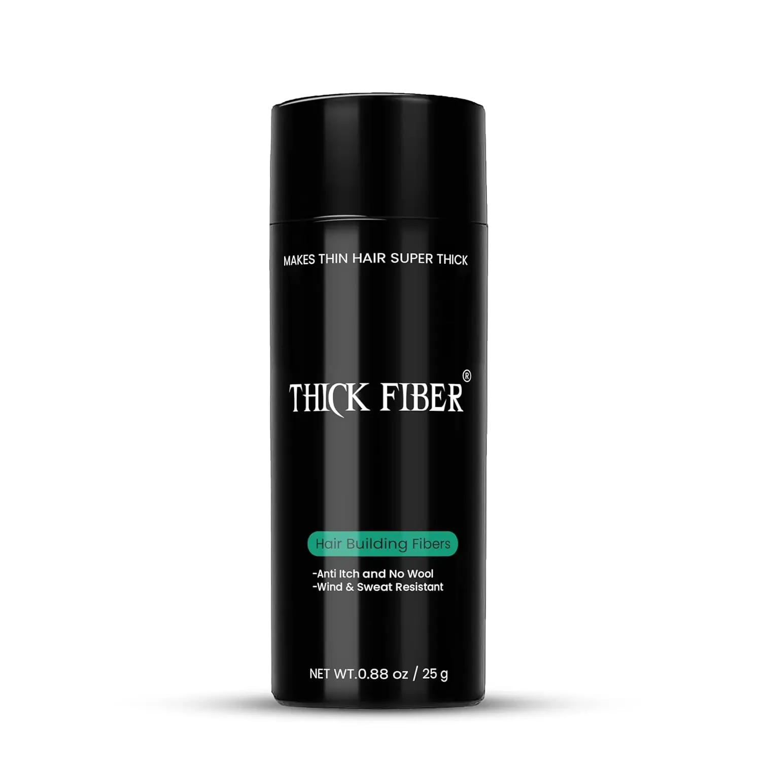 Thick Fiber black hair fibers conceal thinning hair and bald spots, providing a fuller look for both men and women.