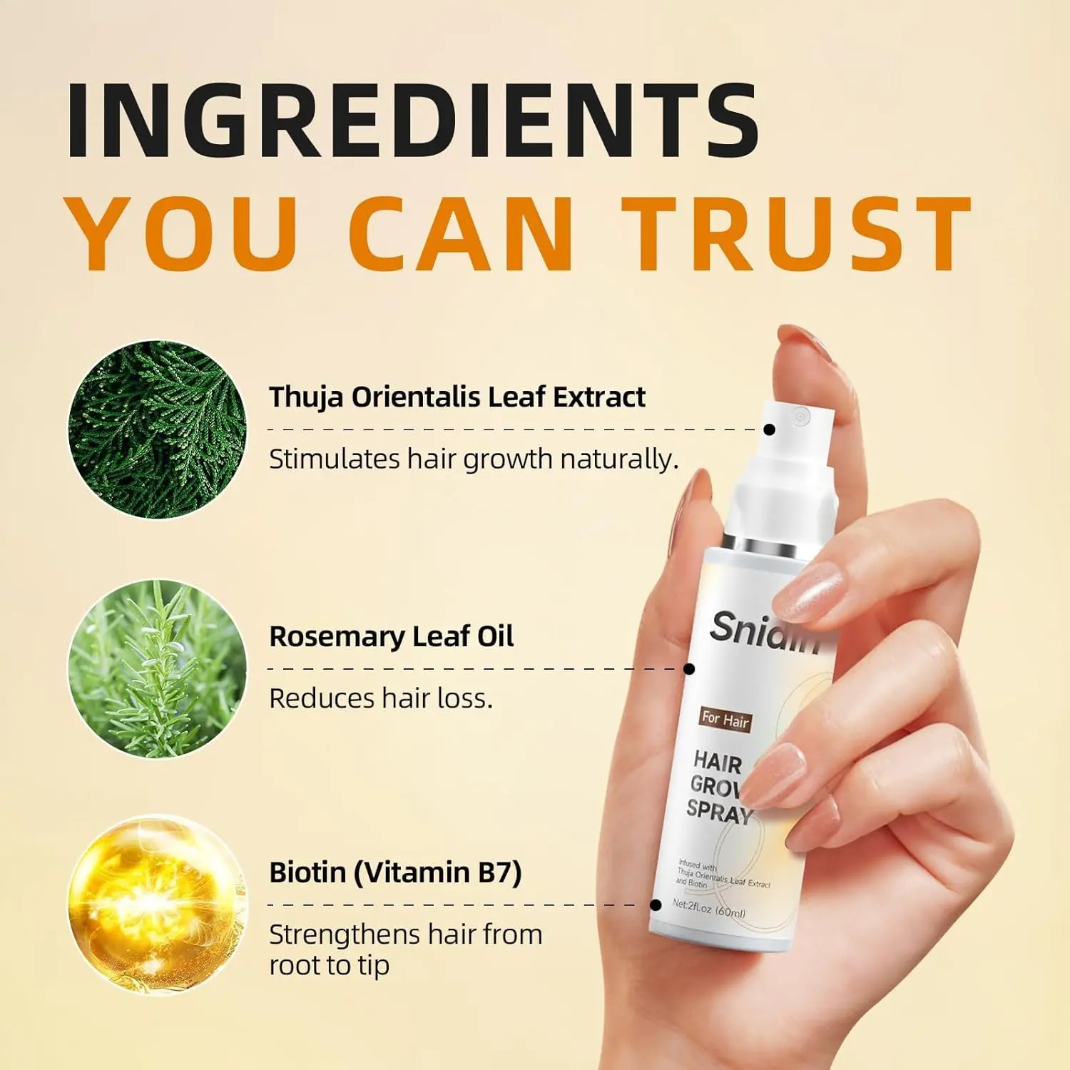 This hair growth spray features rosemary oil and biotin to help reduce hair loss, repair split ends, and boost moisture retention for stronger, healthier hair.