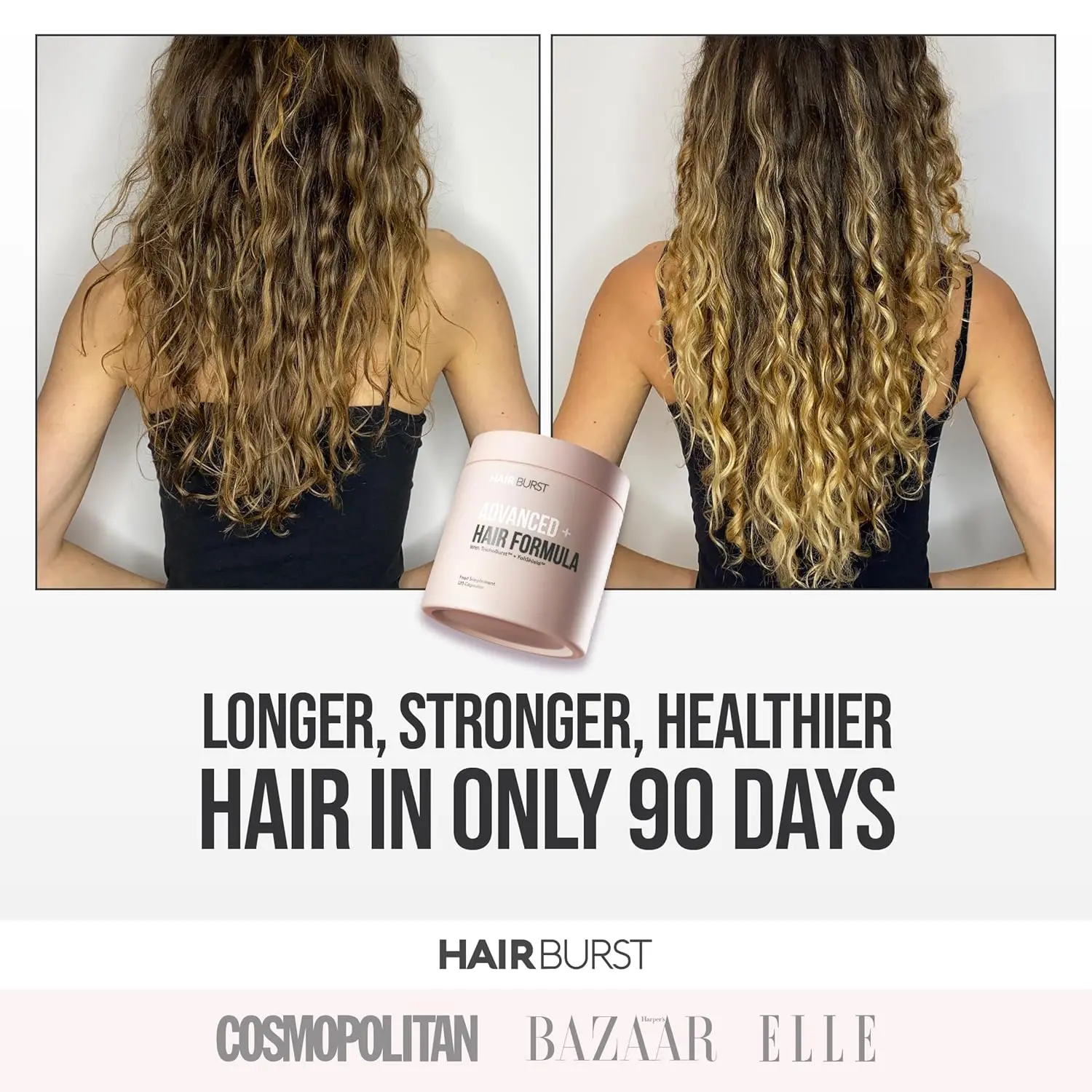 Advanced hair loss supplement for women, formulated with natural ingredients and vitamins to combat stress, inflammation, and nutritional deficiencies that contribute to thinning hair, promoting stronger and healthier hair growth from within.