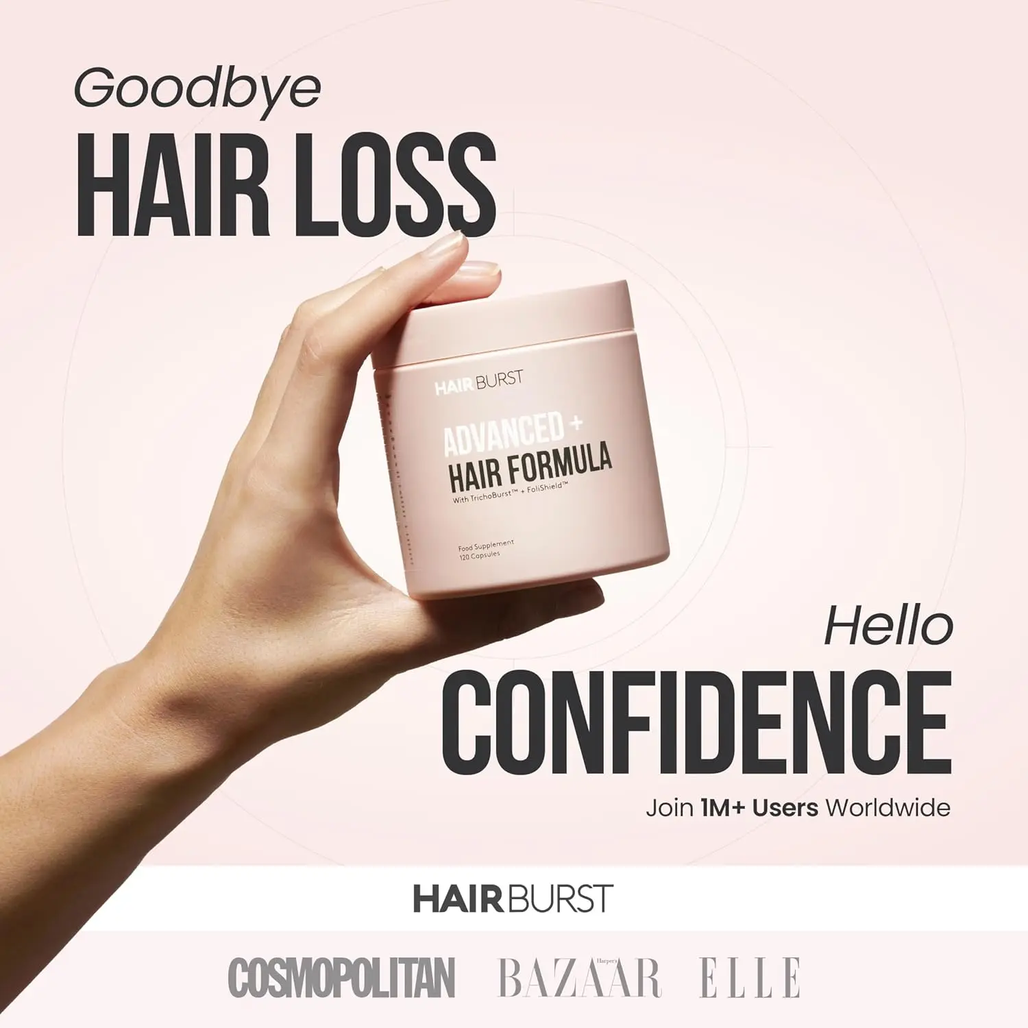 Advanced hair loss supplement for women, formulated with natural ingredients and vitamins to combat stress, inflammation, and nutritional deficiencies that contribute to thinning hair, promoting stronger and healthier hair growth from within.