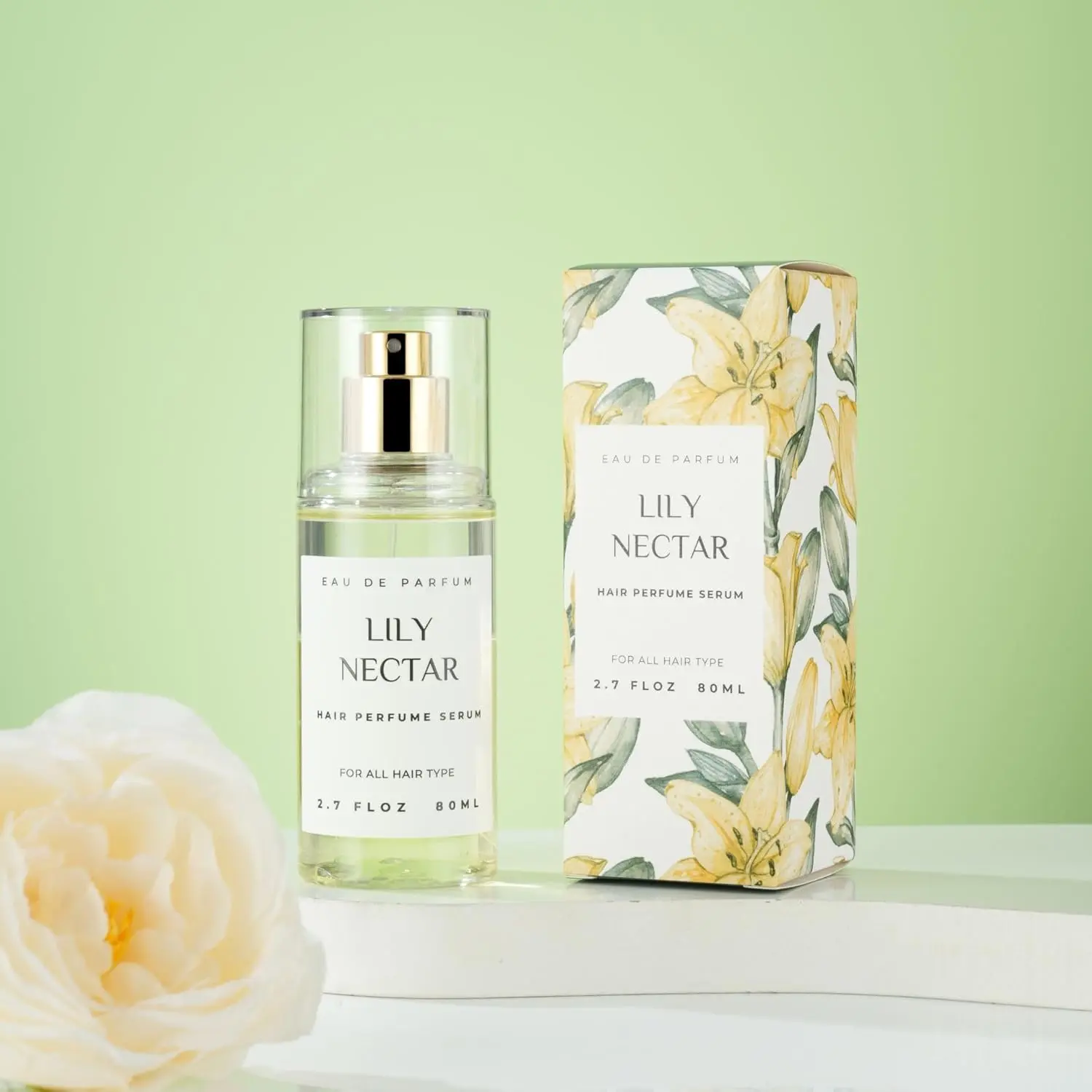 benatu lily nectar hair perfume mist infused with argan oil and keratin leaves hair hydrated, fragrant, and refreshed without weighing it down.