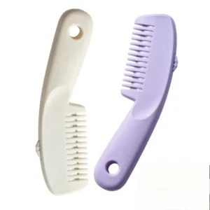 This 2-in-1 hair razor comb set in purple and white allows for adjustable hair cutting and thinning, perfect for creating bangs or quick touch-ups at home.