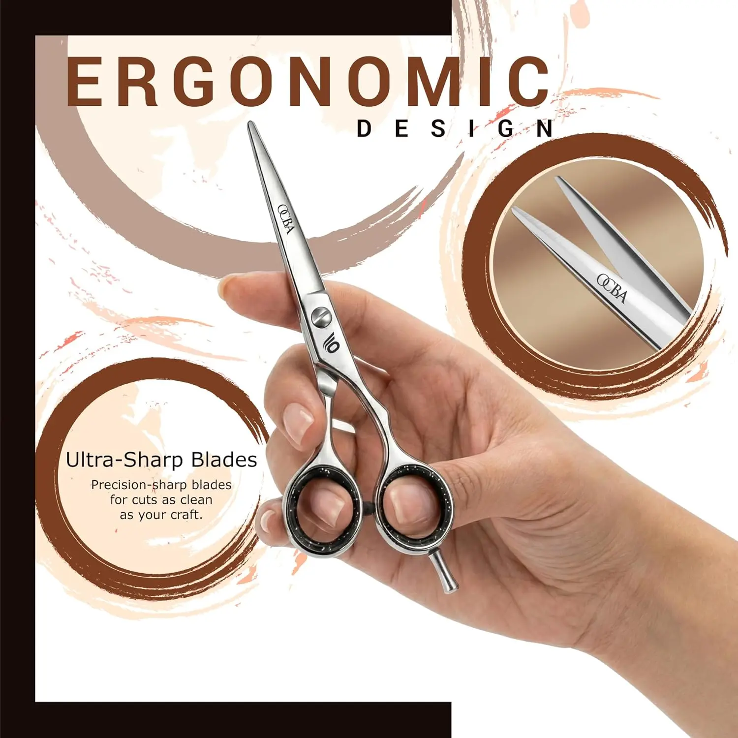 These are high-quality, 6-inch stainless steel hair scissors designed for professional barbers and hairdressers, featuring sharp blades and an ergonomic design for smooth, precise cutting on all hair types.