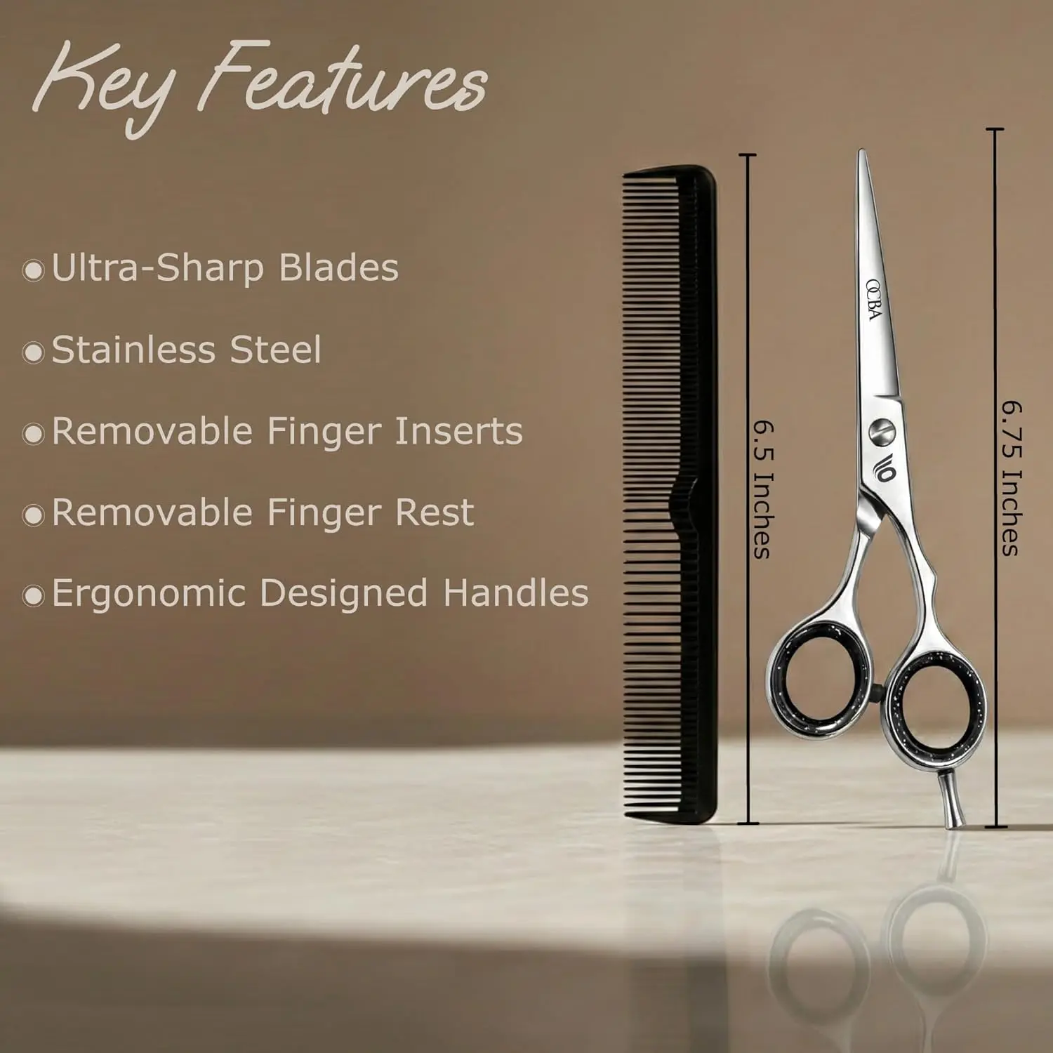 These are high-quality, 6-inch stainless steel hair scissors designed for professional barbers and hairdressers, featuring sharp blades and an ergonomic design for smooth, precise cutting on all hair types.