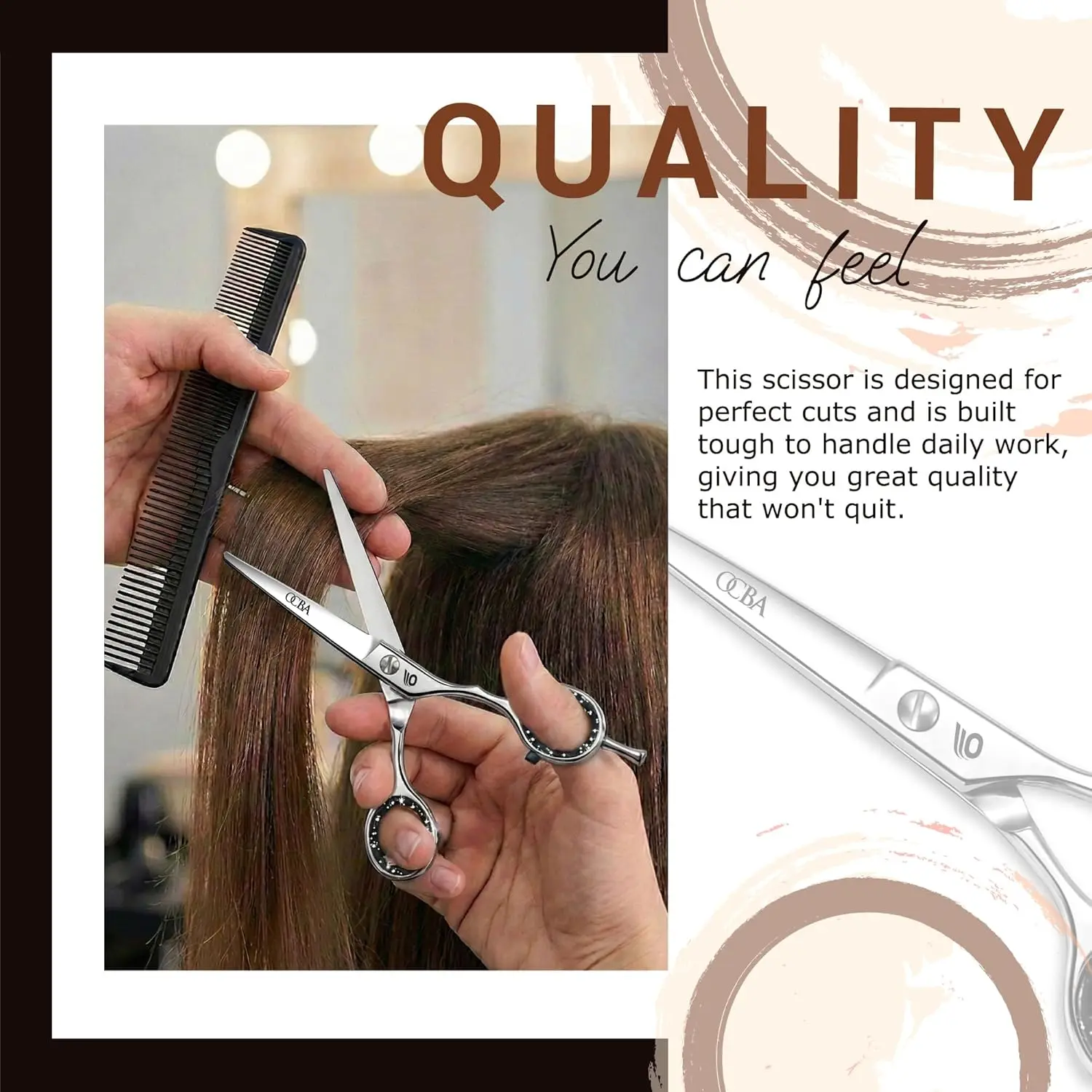 These are high-quality, 6-inch stainless steel hair scissors designed for professional barbers and hairdressers, featuring sharp blades and an ergonomic design for smooth, precise cutting on all hair types.