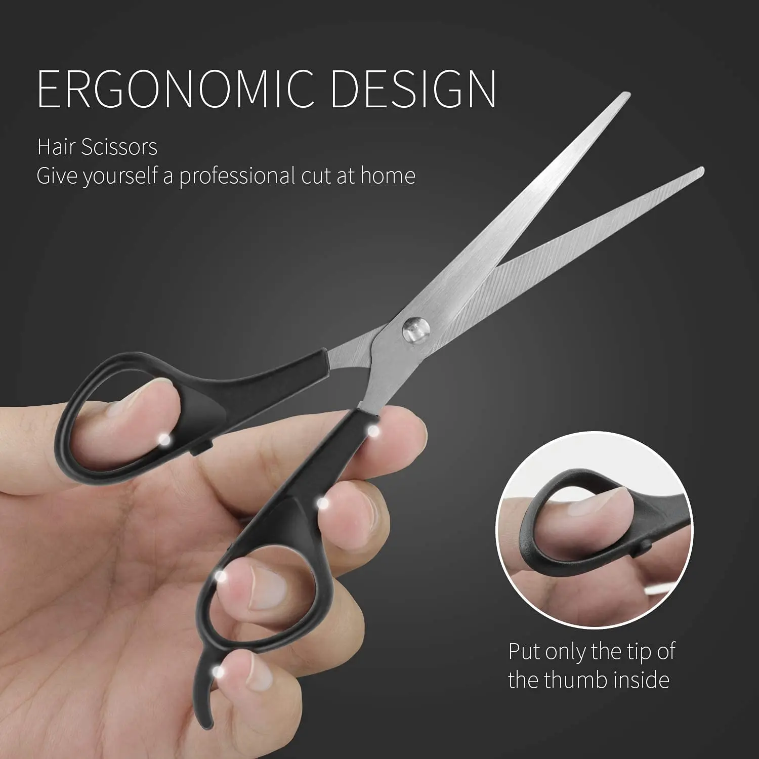 This professional hair scissors set includes cutting and thinning shears made of durable stainless steel with ergonomic handles, ideal for salon, barber, or home use.