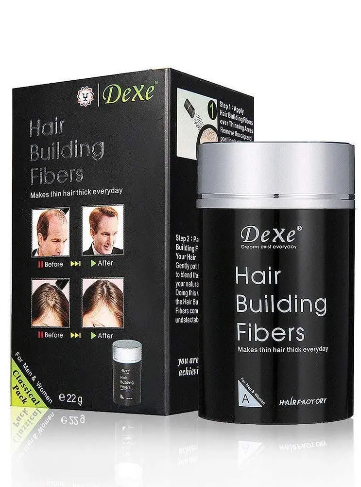 This image shows black hair thickening fibers, a hair loss treatment for men and women who want to achieve natural, thick, beautiful-looking hair with just one application.