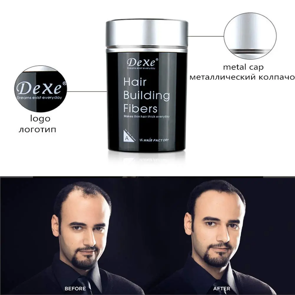 This image shows black hair thickening fibers, a hair loss treatment for men and women who want to achieve natural, thick, beautiful-looking hair with just one application.