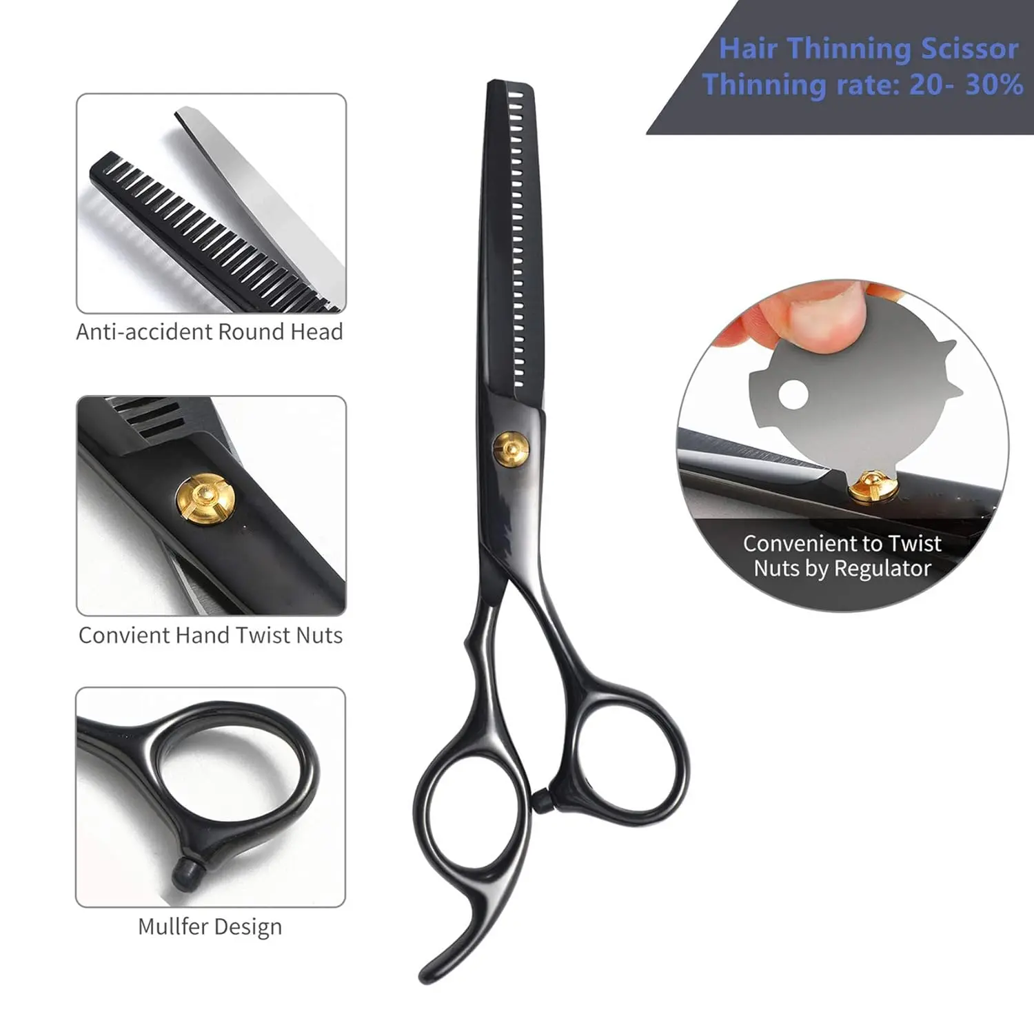 Excefore 12-piece haircut scissors kit with thinning shears and accessories for professional home salon barber use.