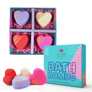 Heart Bath Bombs Set - Rose, Jasmine, Lavender (4 Pack)