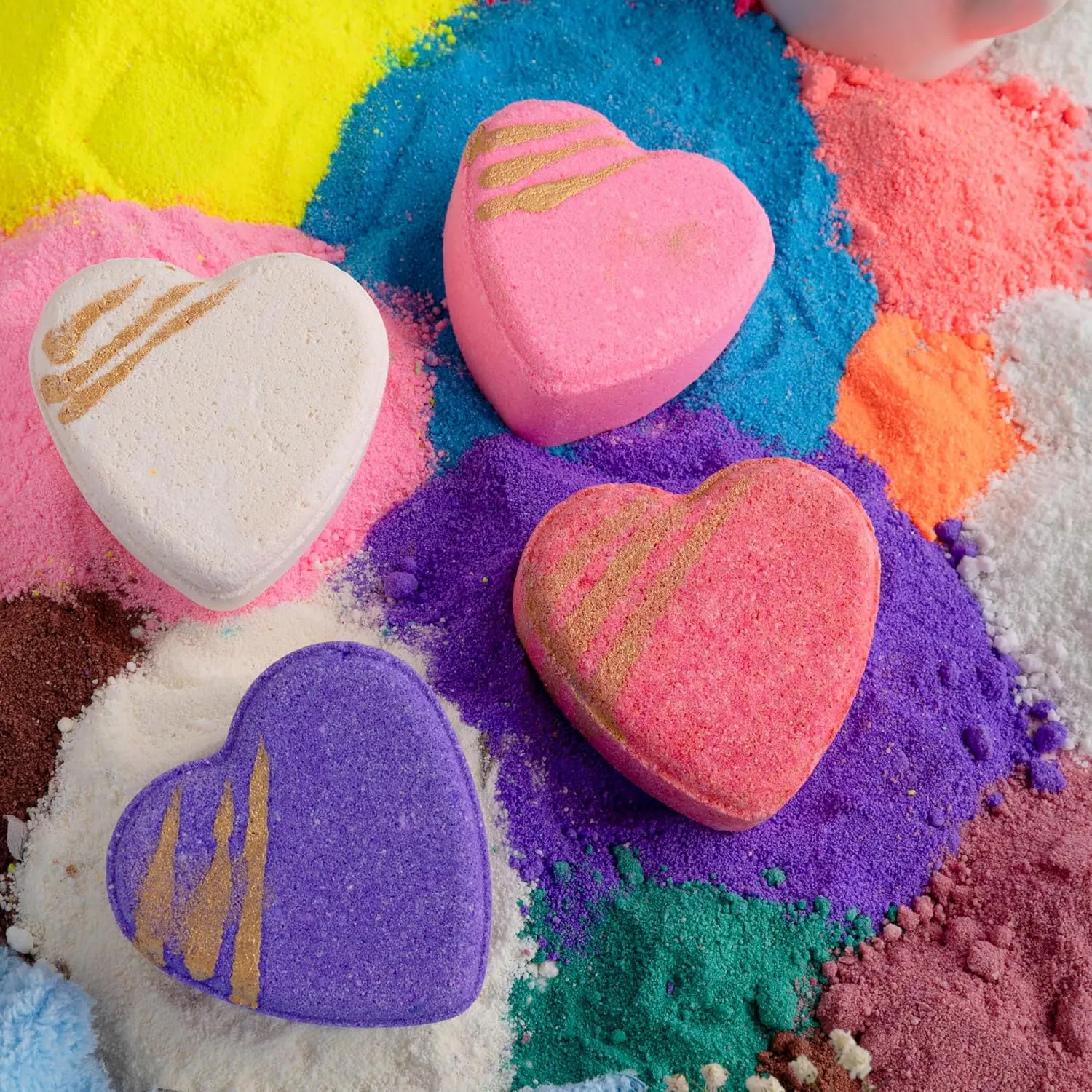 Heart Bath Bombs Set - Rose, Jasmine, Lavender (4 Pack) - Image 4