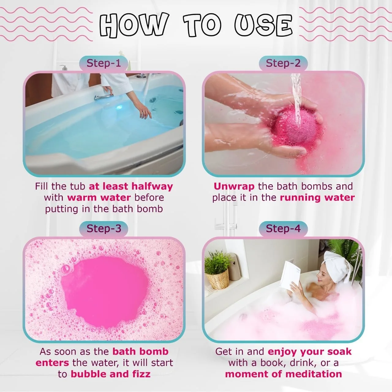 Heart Bath Bombs Set - Rose, Jasmine, Lavender (4 Pack) - Image 5