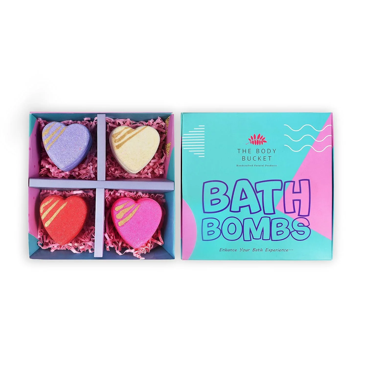 Heart Bath Bombs Set - Rose, Jasmine, Lavender (4 Pack) - Image 7