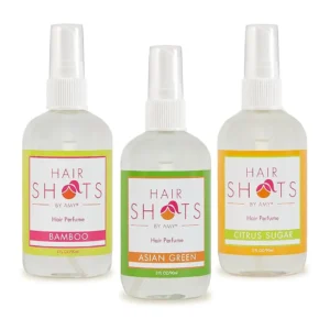 This bundle features Asian Green, Bamboo, and Citrus Sugar heat-activated hair fragrances designed to leave your hair smelling fresh and crisp all day long, while also deterring lice.