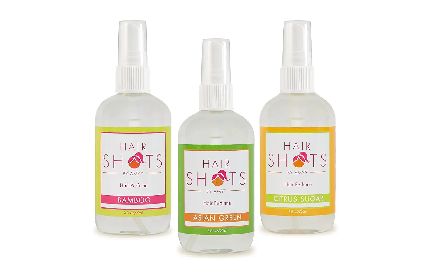 This bundle features Asian Green, Bamboo, and Citrus Sugar heat-activated hair fragrances designed to leave your hair smelling fresh and crisp all day long, while also deterring lice.
