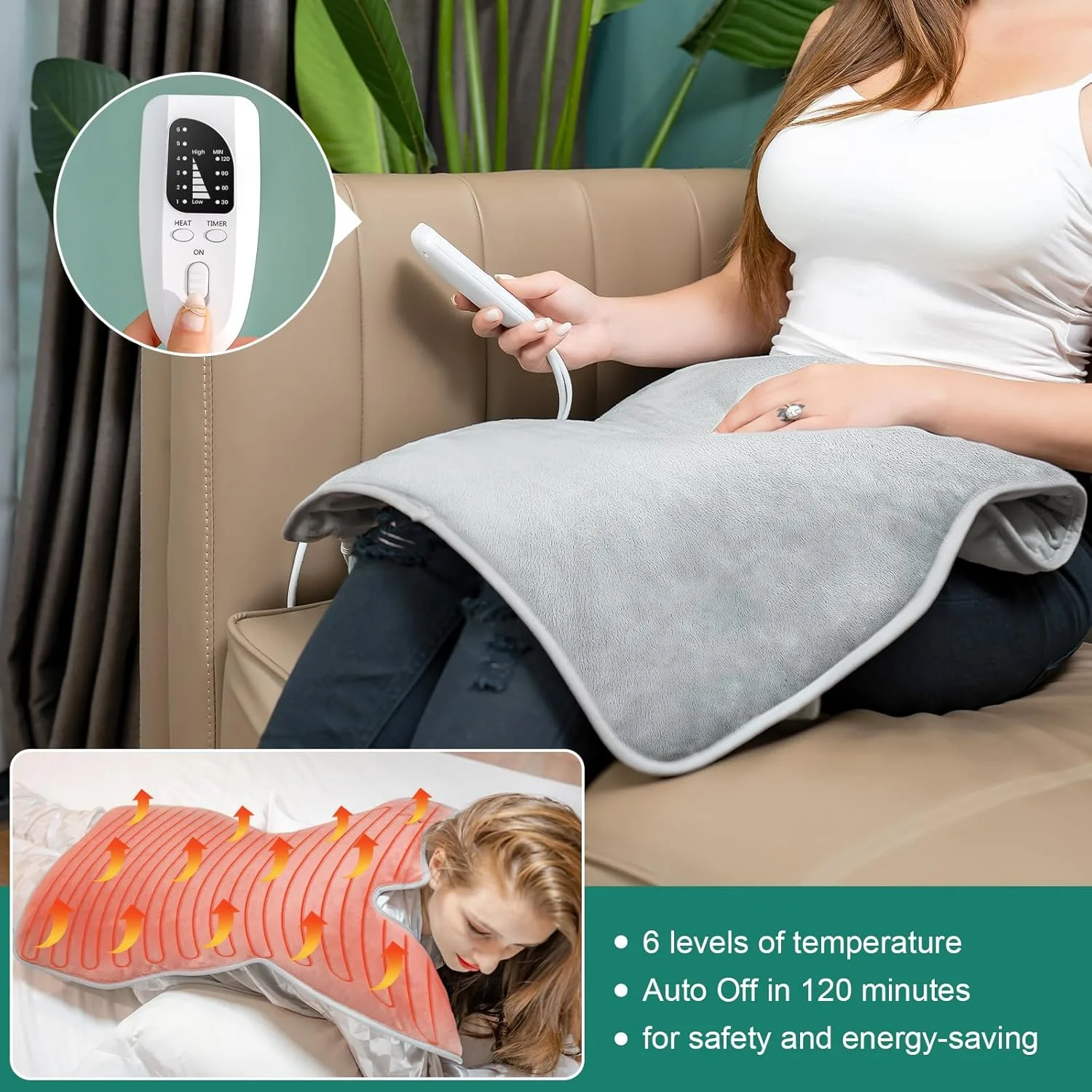 Extra Large Heating Pad for Back Pain Relief - Image 2