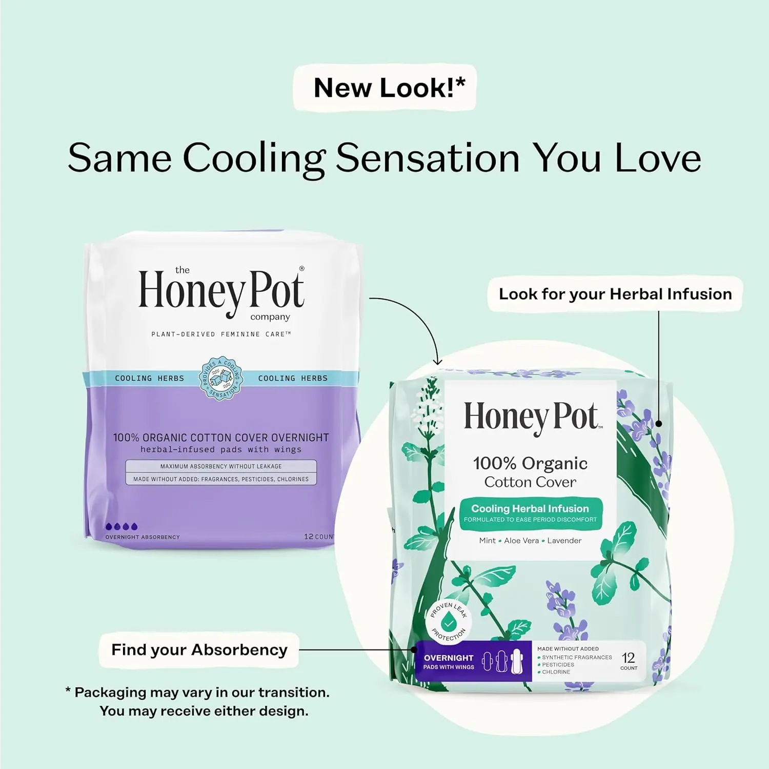 The Honey Pot overnight herbal menstrual pads with wings offer natural odor control, dryness relief, and comfortable protection for sensitive skin.