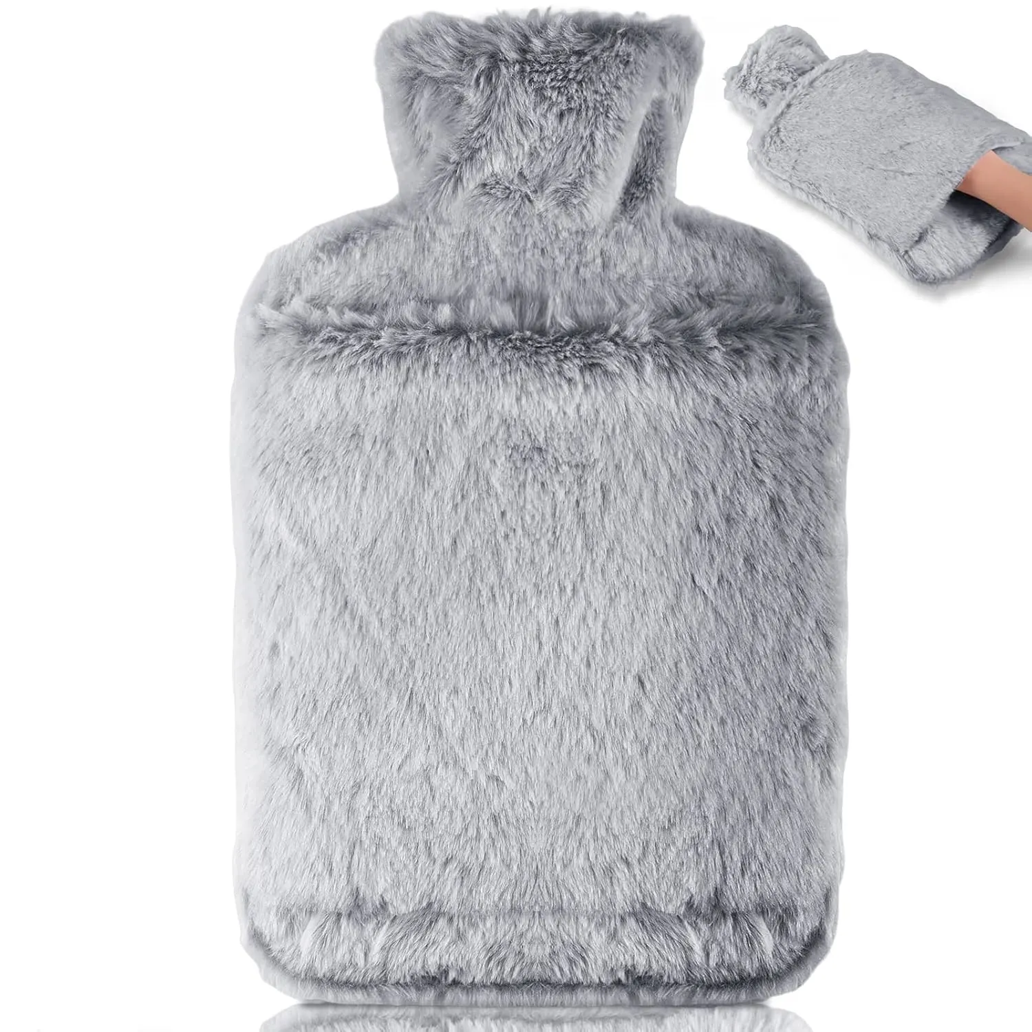 Hot Water Bottle with Kangaroo Pocket - 2L Grey