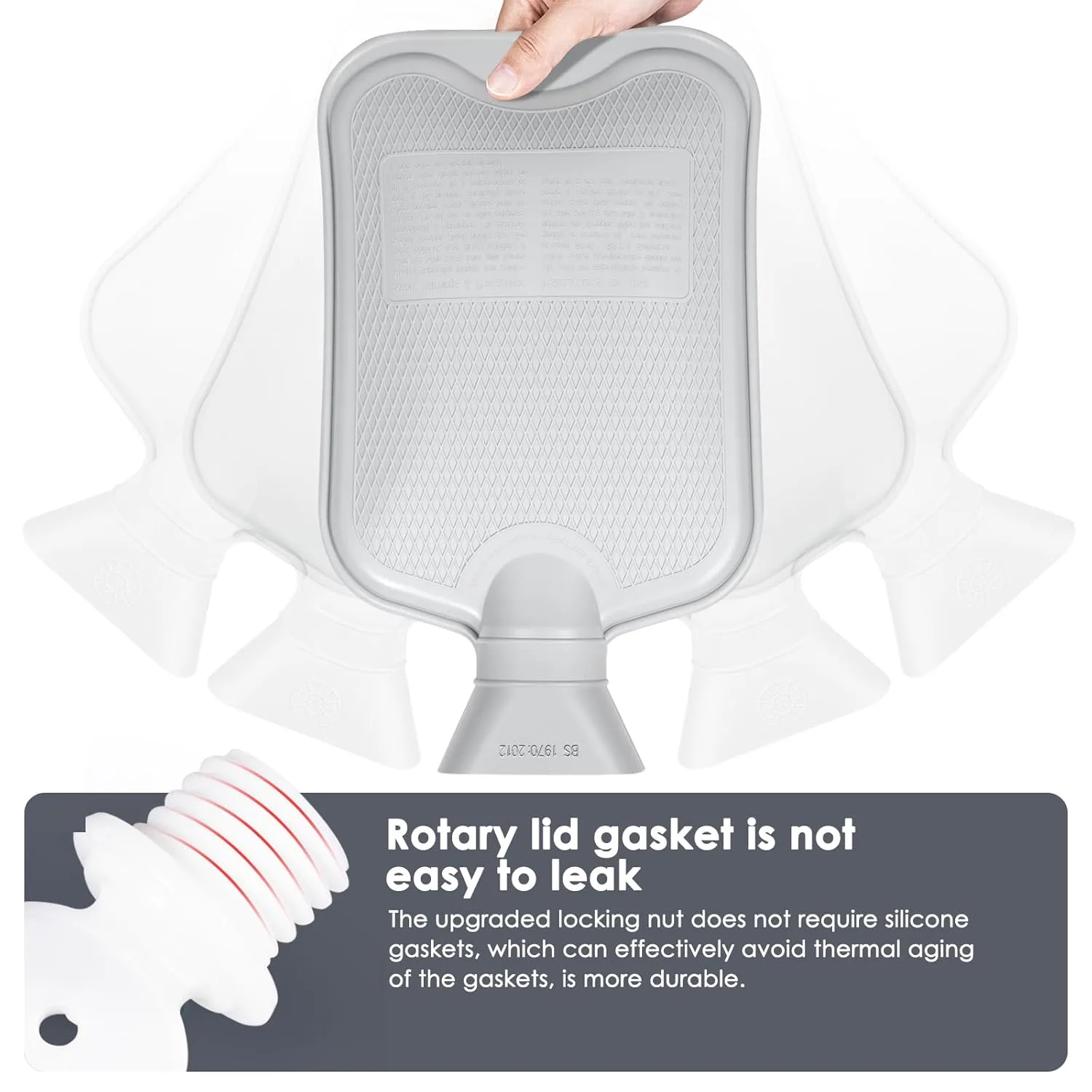 Hot Water Bottle with Kangaroo Pocket - 2L Grey - Image 4