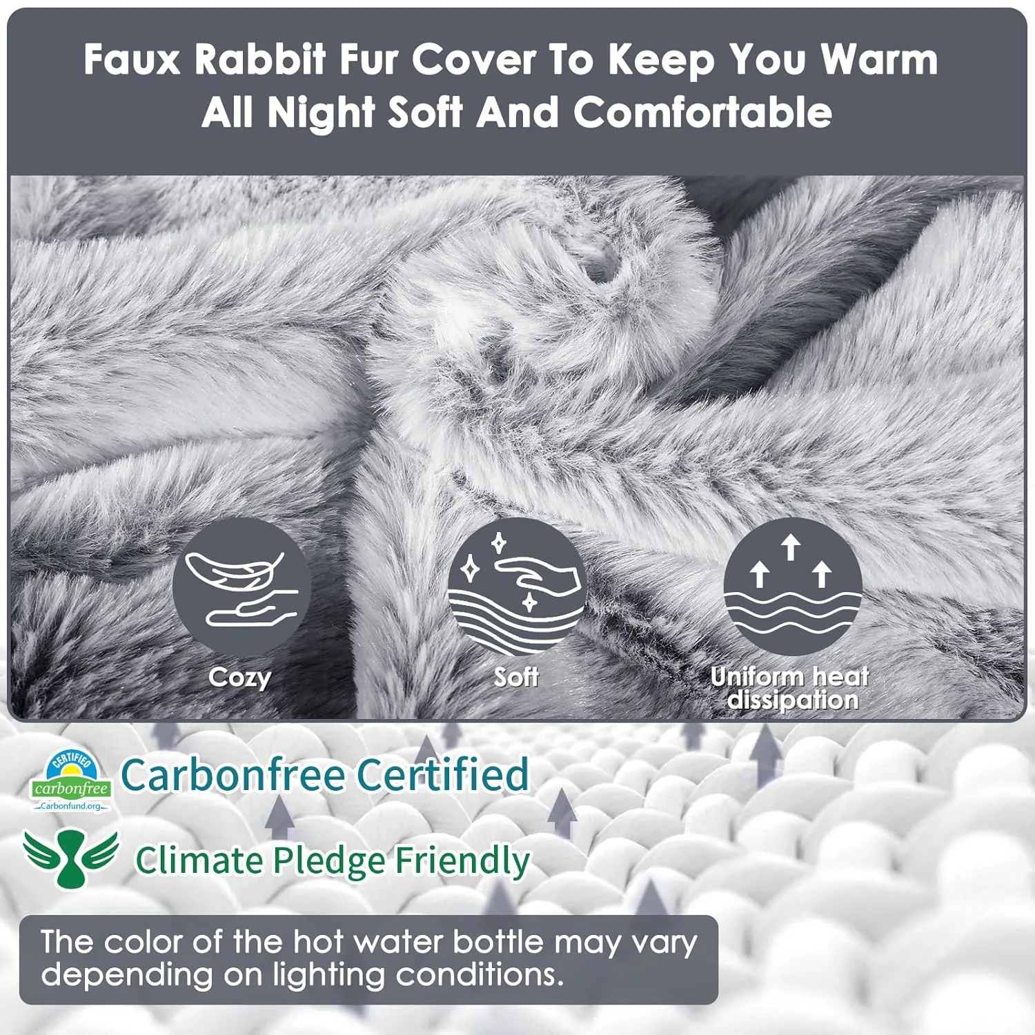 Hot Water Bottle with Kangaroo Pocket - 2L Grey - Image 5