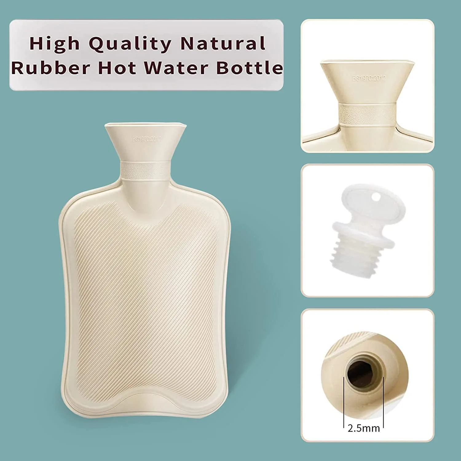 Hot Water Bottle for Pain Relief, Cramps - 2 Liter - Image 2