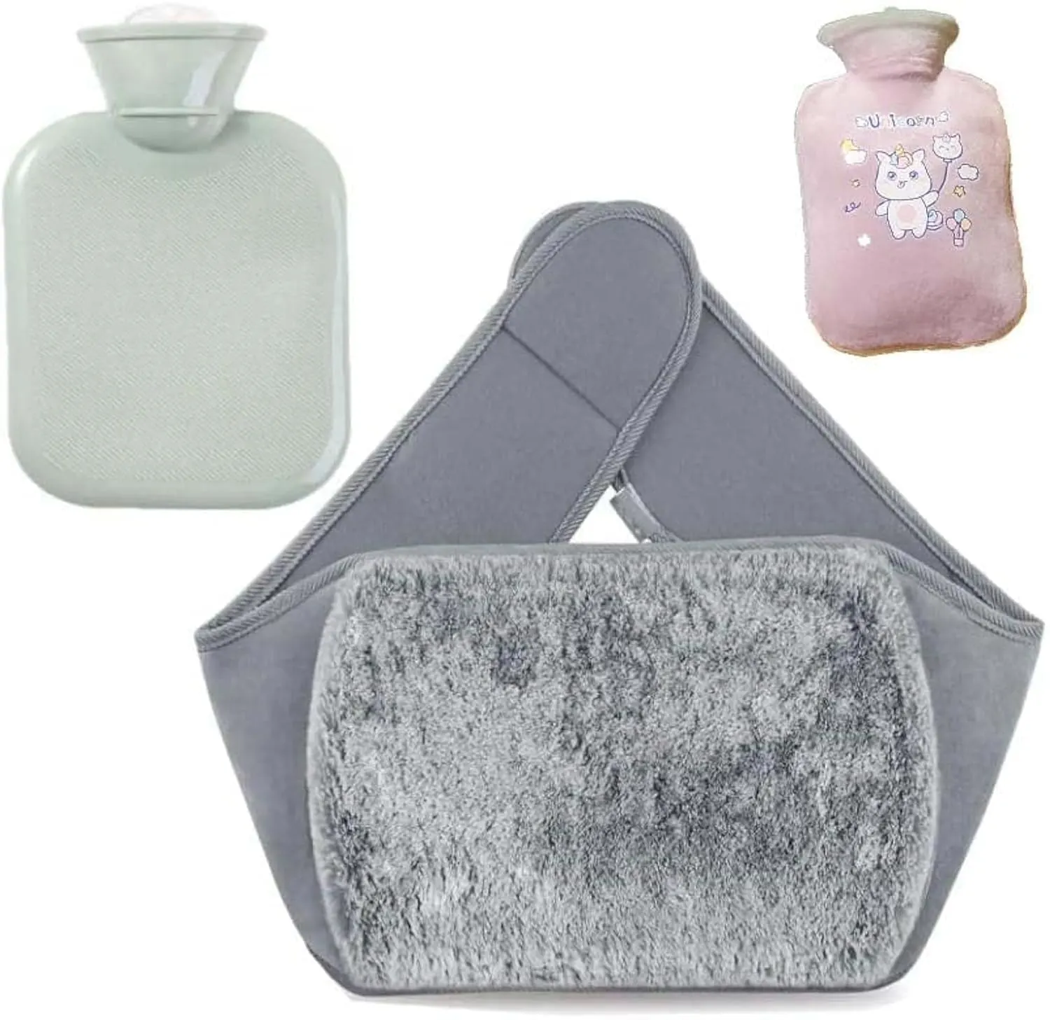 Hot Water Bottle with Plush Waist Cover for Pain Relief