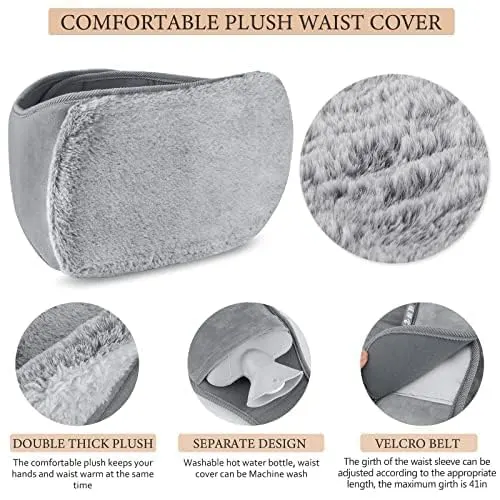 Hot Water Bottle with Plush Waist Cover for Pain Relief - Image 6